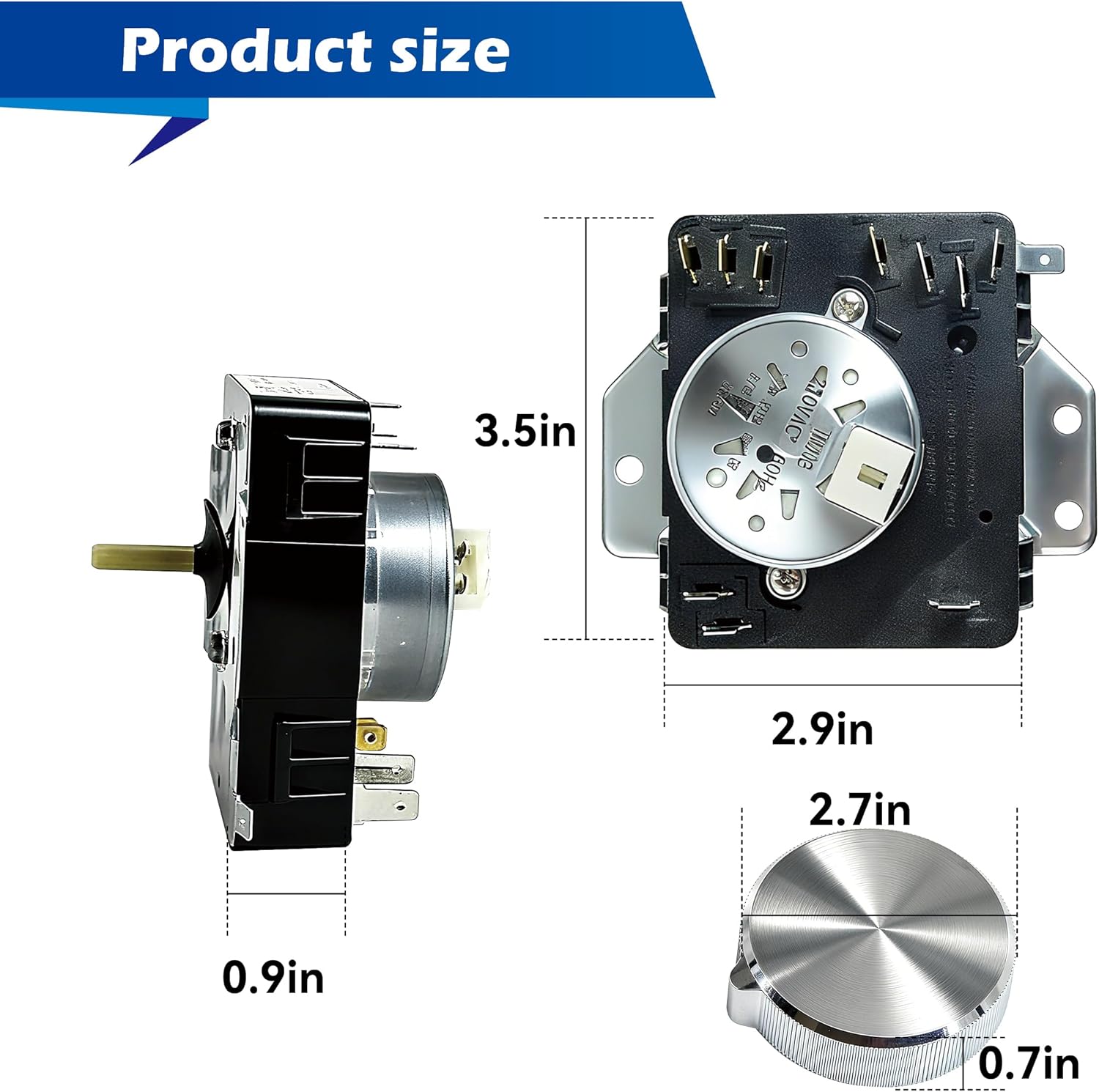 W11685947 W11566735 Dryer Timer & Knob Kit Compatible with Whirlpool Maytag MED4500MW0 YMED4500MW0 Replacement Part 4981088 AP7215858 PS17216594 EAP17216594 FIX17216594 162-428-1，230-240VAC | 60Hz