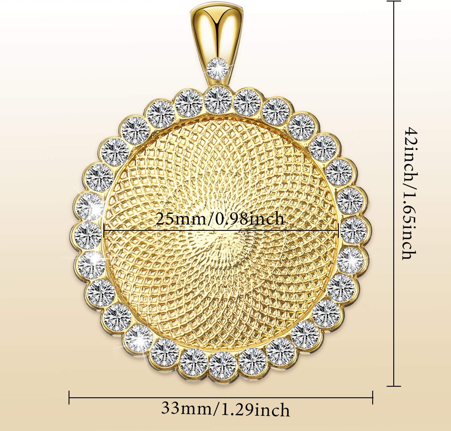 Hicarer 32 Pieces Rhinestone Bezel Pendant Trays Blanks Cabochon Pendant Setting DIY Trays for Crafts Jewelry Making Projects (Gold)
