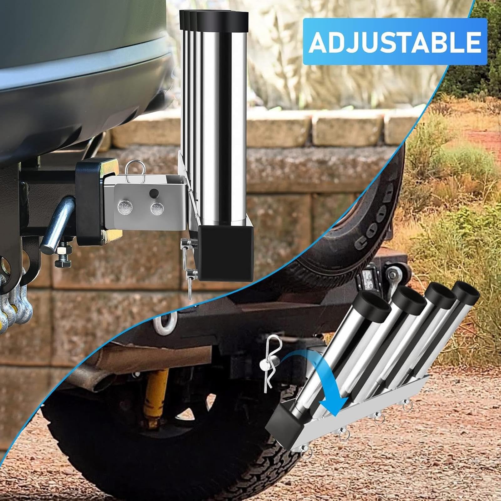 Soporte de barra de pesca para coche, soporte para barra de pesca para montaje en camión, soporte vertical de acero inoxidable, accesorios para fitness y exteriores para coche, organizador de coche