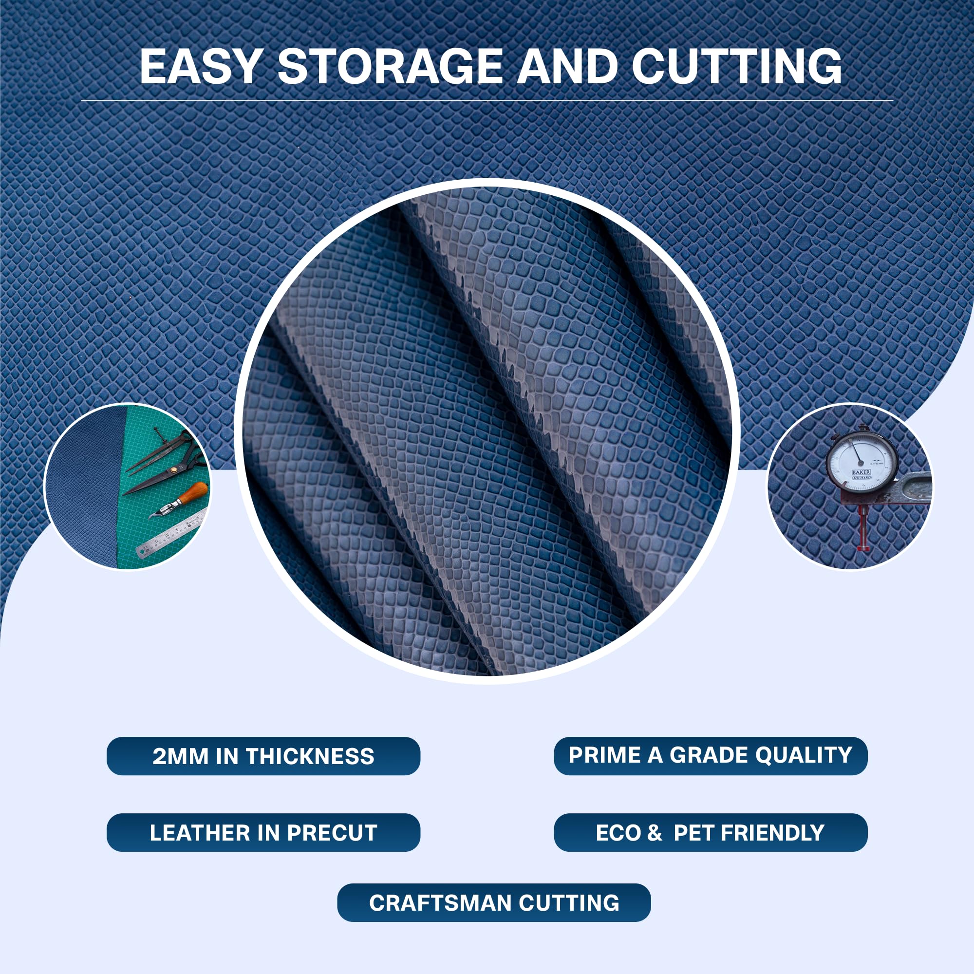 Chandair Snake Print Cowhide Glossy Patent Leather Sheet (1.1-1.3mm), Set for Crafting and Sewing Hobby, Suitable for Leather Earrings, Bows, and Handbags etc, Blue 1