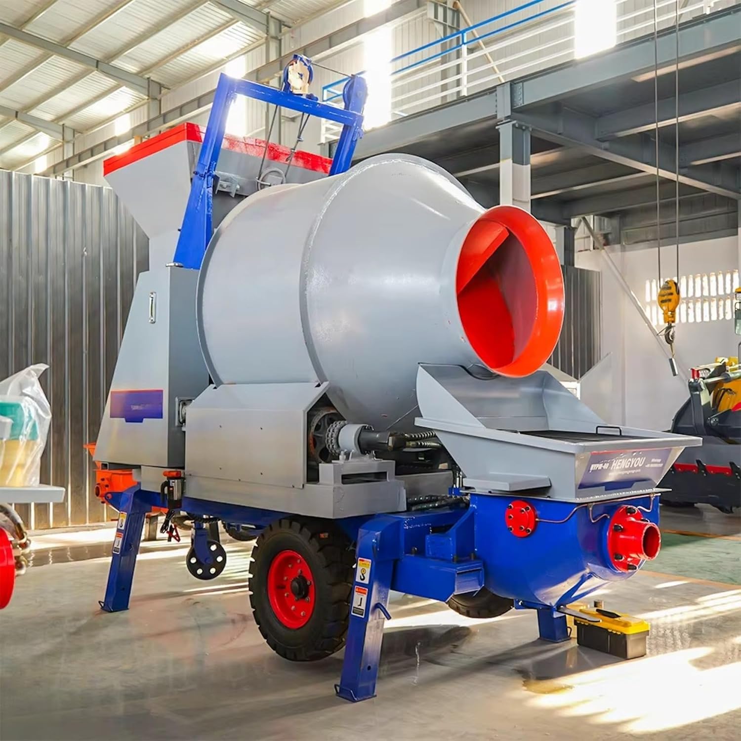 Portable Concrete Mixer with Pump, Compact Concrete Pump Machine for Tight Job Sites, Electric Cement Mixer Pump for Indoor Use