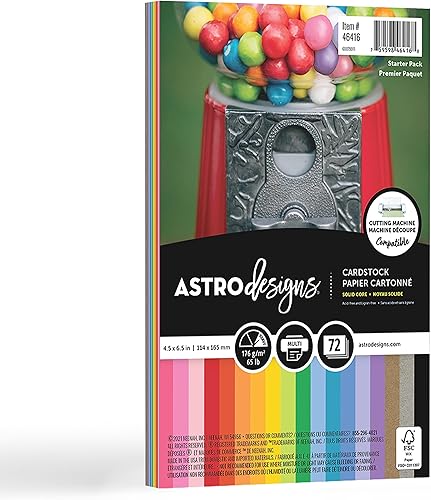 Neenah AstrodesignsCreative Collection - Kit de iniciación de cartulina 45 x 65 pulgadas 65 lb176 GSM surtido de 18 colores 72 hojas 46416-03