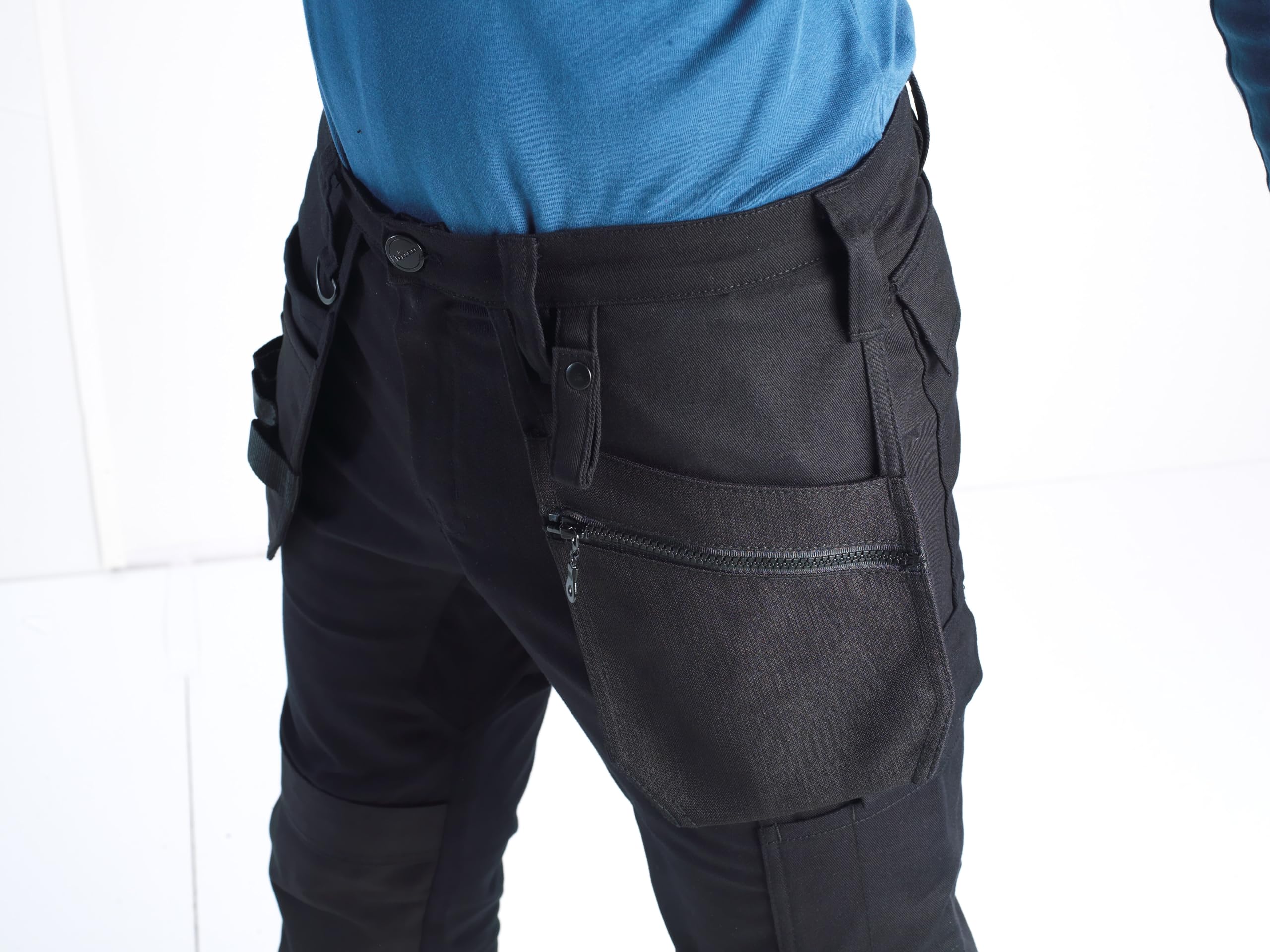 Bitco Arbeitshose – Cargo-Taschen, Wasser- & ölabweisend, Knietaschen für Knieschoner, elastisches Hauptmaterial, Flexible Einsätze, Cordura®-Verstärkungen