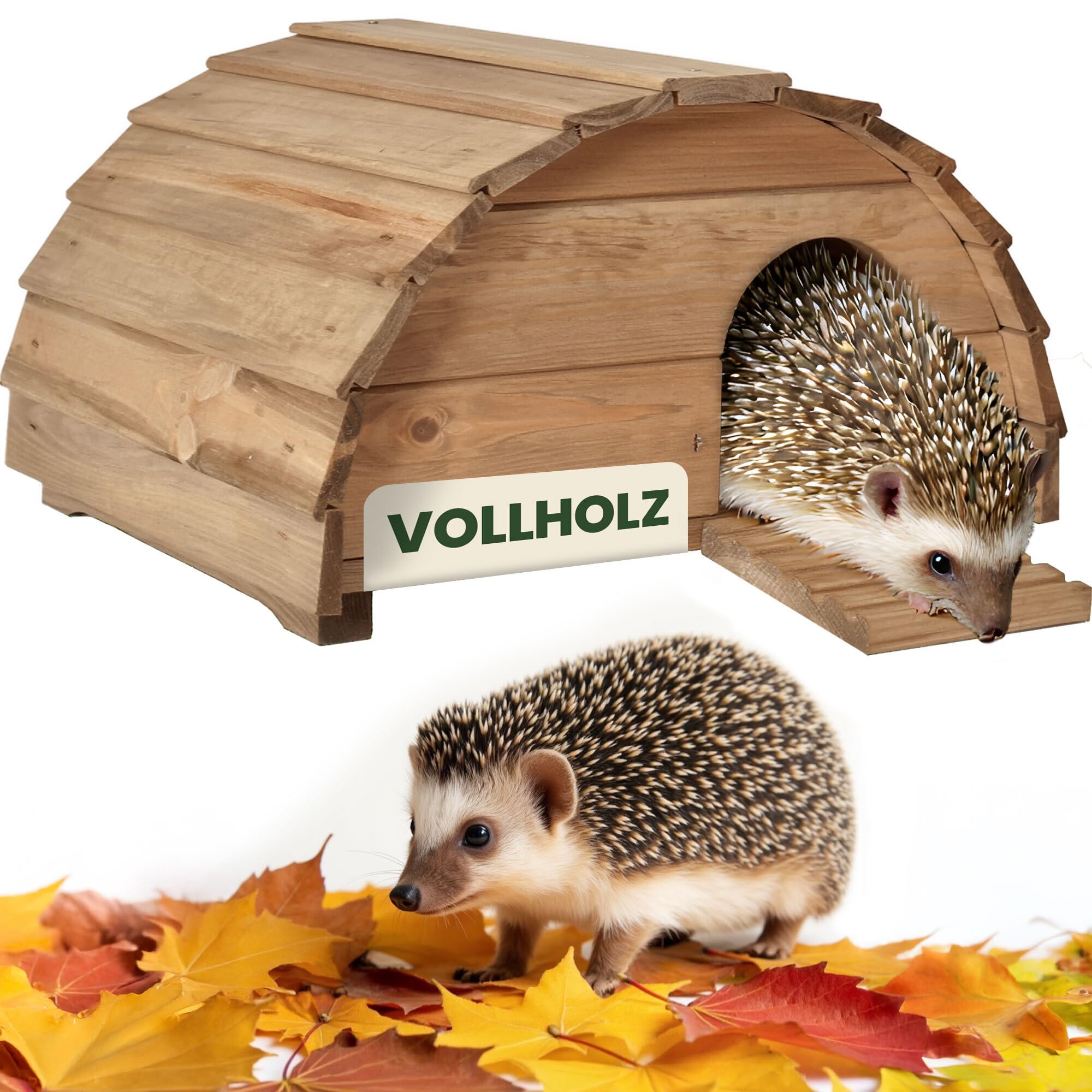 zooprinz Igelhaus aus Vollholz – Winterfest & wetterfest, mit Bodenplatte – Labyrinth-Eingang gegen Räuber – erhöht, warm & trocken – Outdoor Igelfutterhaus für Garten, fertig montiert (Mittelbraun)