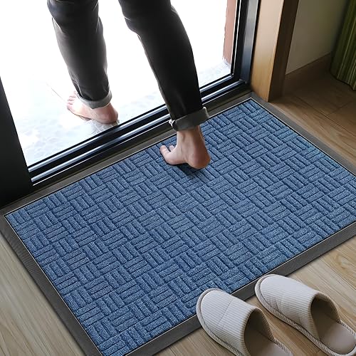 Miniatura 198 de Mibao Tapete para puerta delantera, resistente y duradero, tapete de bienvenida para interiores y exteriores, atrapador de suciedad, impermeable