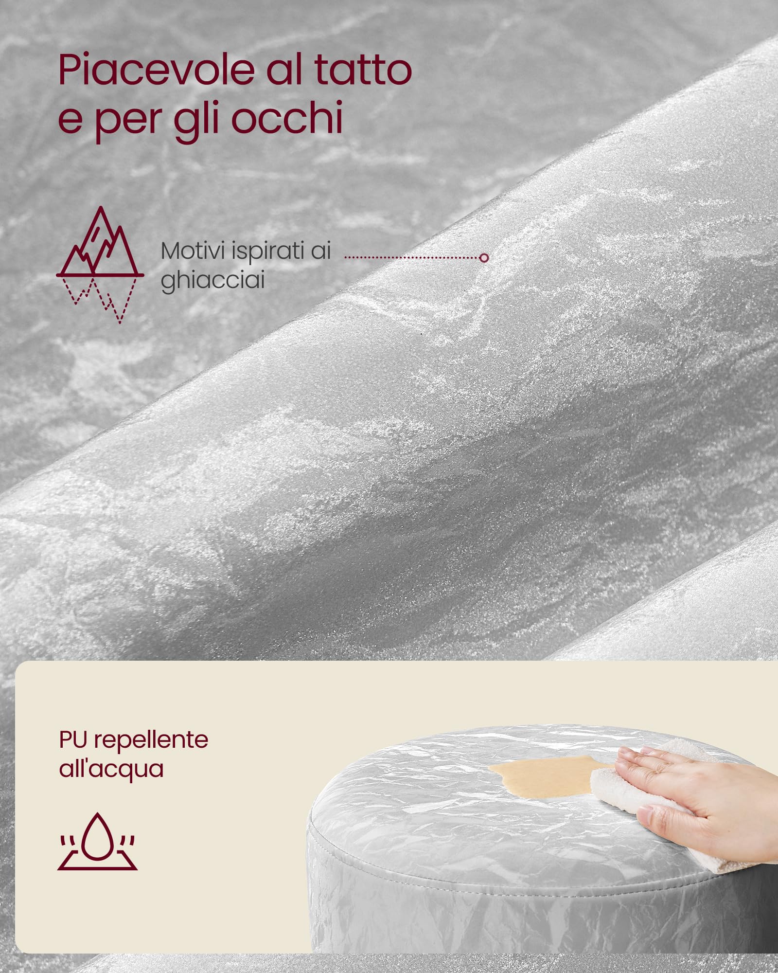 VASAGLE Sgabello da Trucco, Sedia per Toeletta, Regolabile in Altezza, Girevole a 360°, in PU, Seduta Spessa, per Camera da Letto Cucina Sala da Pranzo, Moderno, Grigio Tortora LJB120GD01 | Sedia per Toeletta, in Pelle PU, Seduta Spessa, Moderno, Grigio T