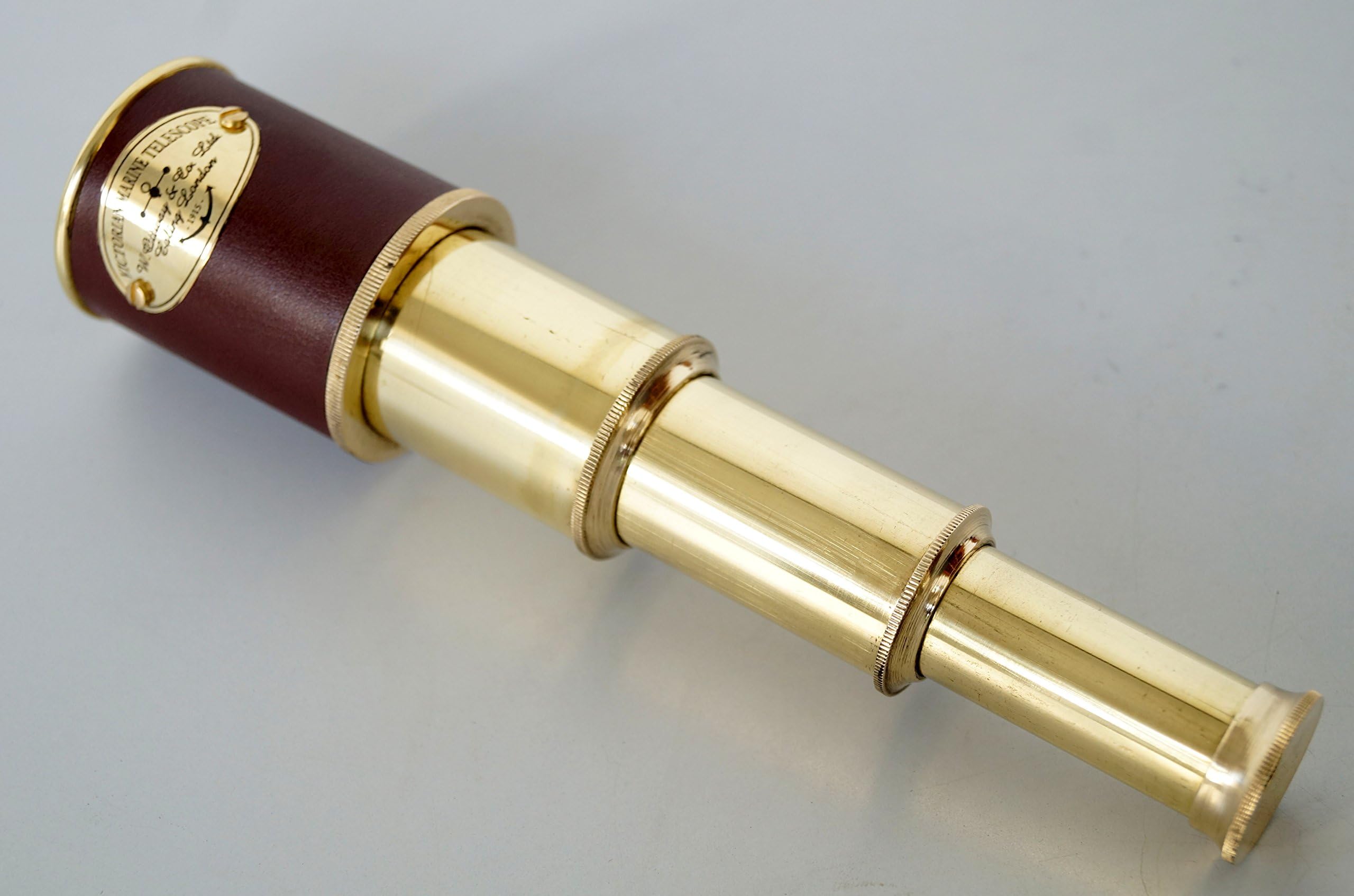 7" Nautical Handheld Pirate Brass Sunshade Telescope brown Leather Sailor Home Decor Toy Gift - Pirate Navigation