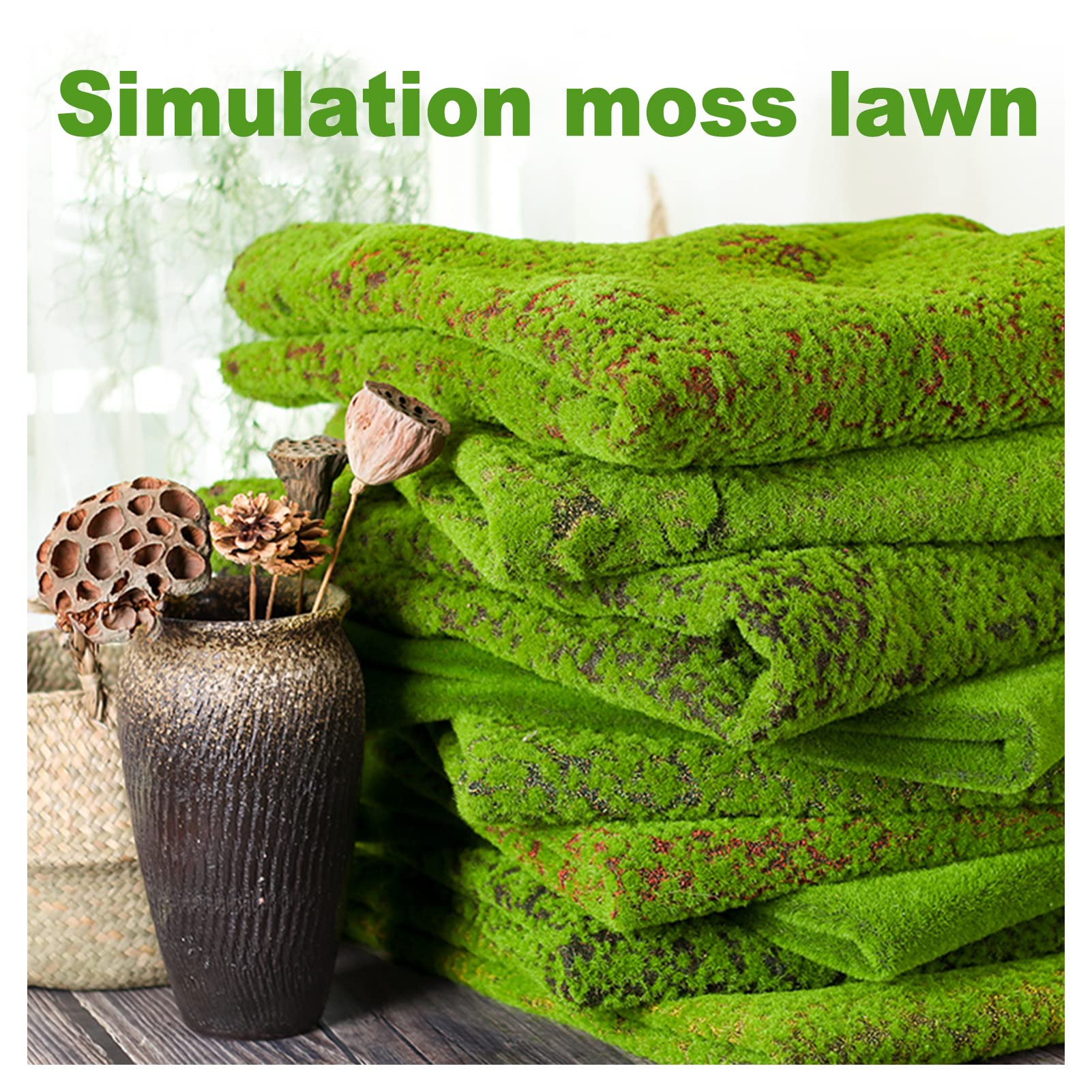 Künstliches Gartengras, Moosmatte, Realistisches Aussehen, Rasen, 3.3x3.3 Ft, Für Landschaftsdekoration, Heimdekoration, Dekoration, Ornament, Garten, Puppenhaus, Mooshandwerk,Cracked Moss