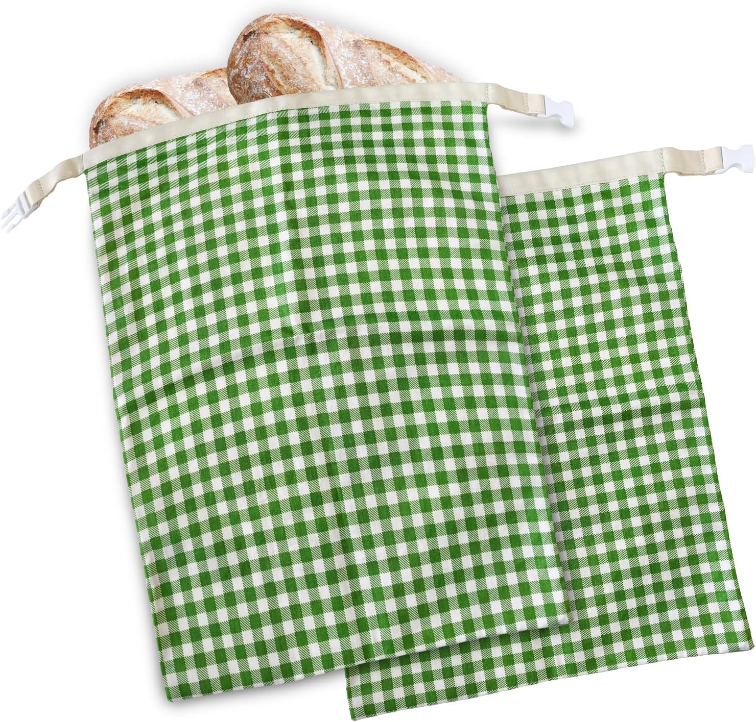Large Beeswax Bread Bags for Sourdough, 2 Packs Reusable Cotton Material, Ideal for Sourdough Bread Storage to Keep Fresh Lock Moisture, 17 X 13 Inch Green and White Pattern