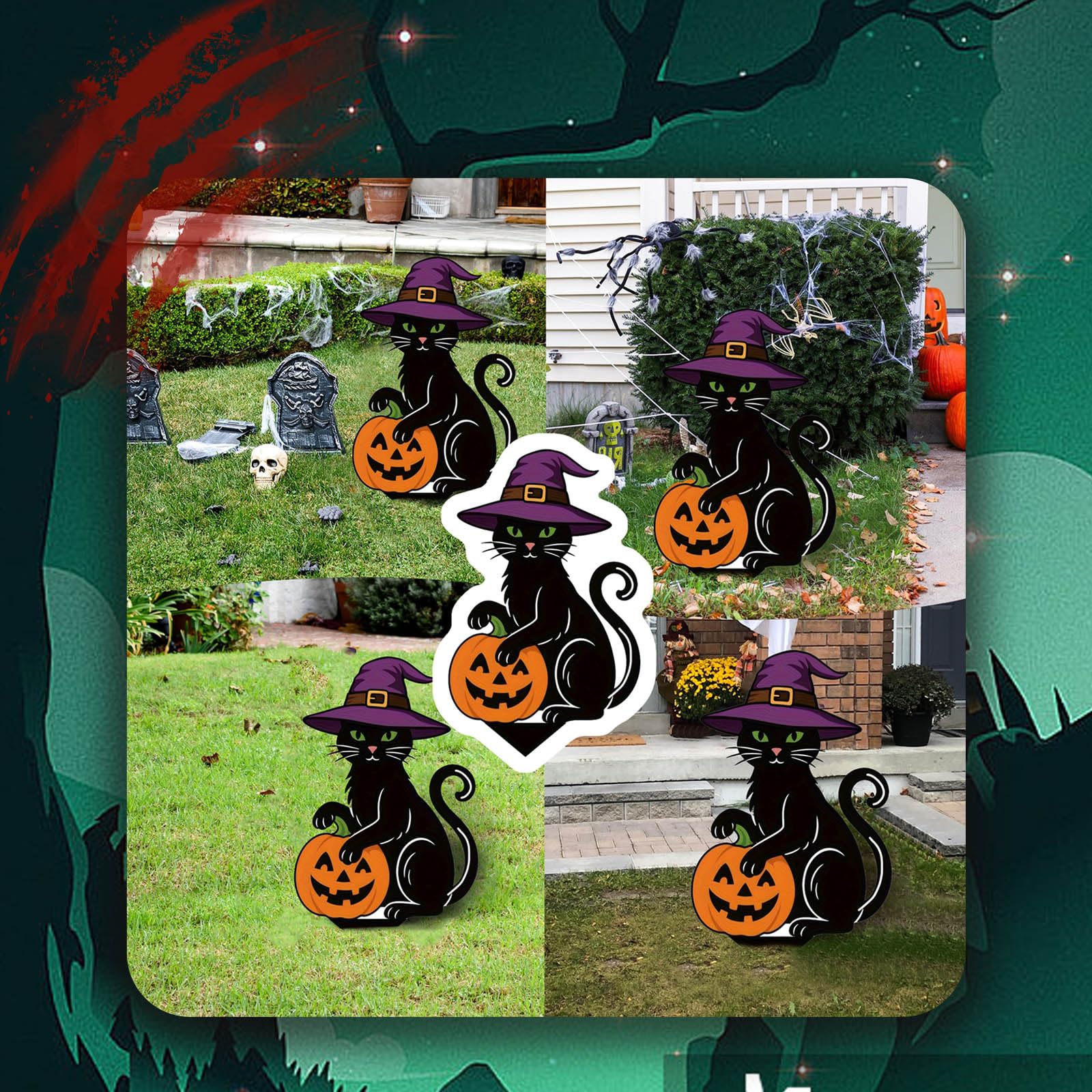 Metal Ground Stake Vintage Pumpkin Design, Easy Install Halloween Yard Art for Outdoor Pumpkin Grass Stake