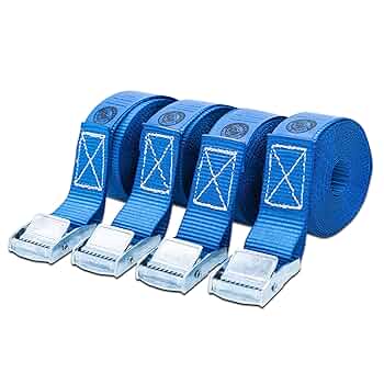 3 X Lifting Straps Cam Buckle 5m X 25mm Blue / 250kg Cargo Luggage Roof