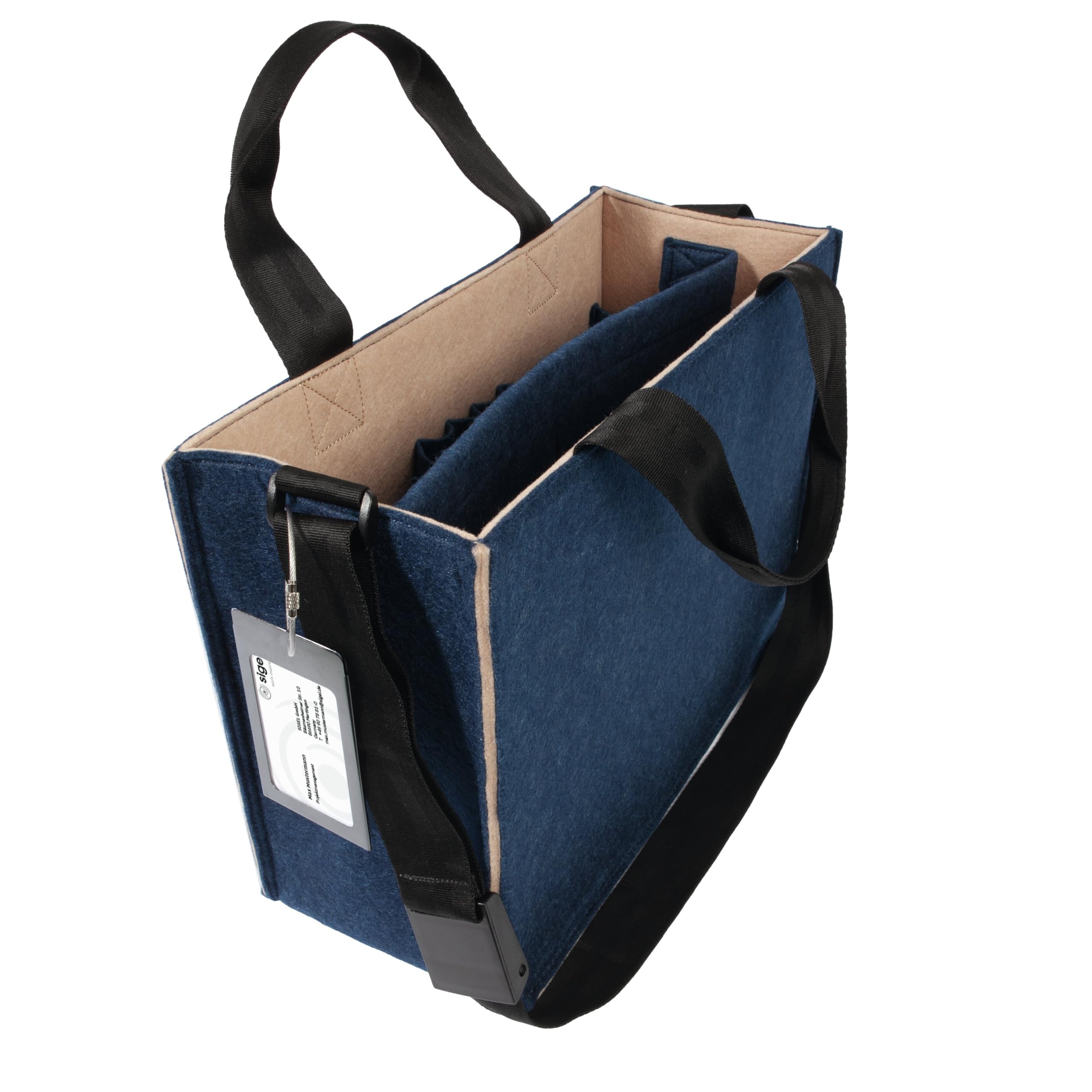 Sigel BA420 Desk Sharing Bag Classic, organizer do mobilnej pracy, absolutnie bezpieczne ustawienie: na laptopa i dokumenty, filc syntetyczny, niebiesko-beżowy, średni 36 x 15 x 28 cm