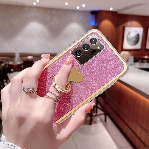 Miniatura 3 de Funda para Galaxy Note 20 Ultra 5G para niñas y mujeres, bonita carcasa brillante con purpurina y soporte para anillo, UPC suave y delgada, a prueba