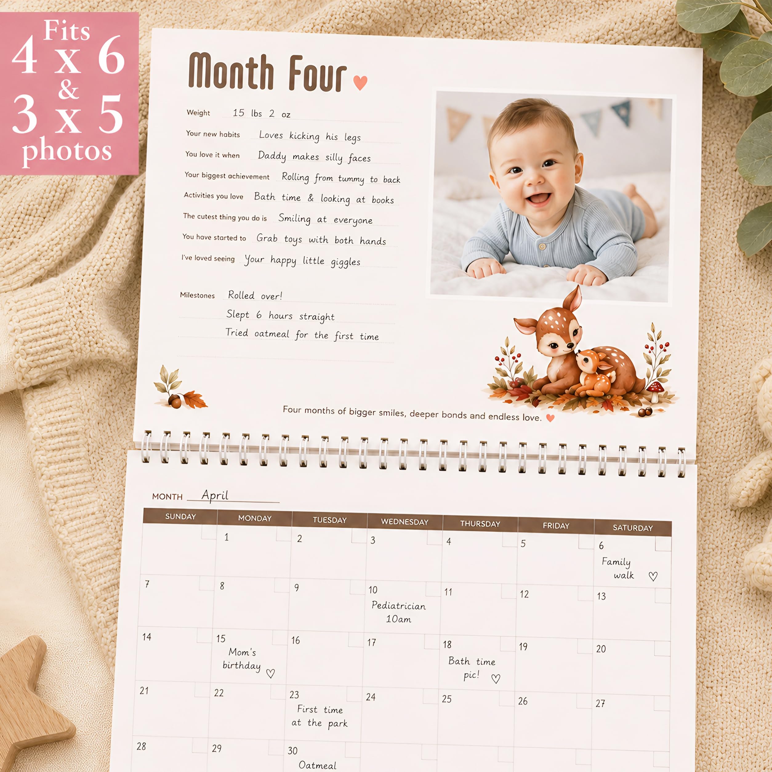 Calendario del primo anno del bambino, album di ritagli per il primo anno, per neomamme e neonati