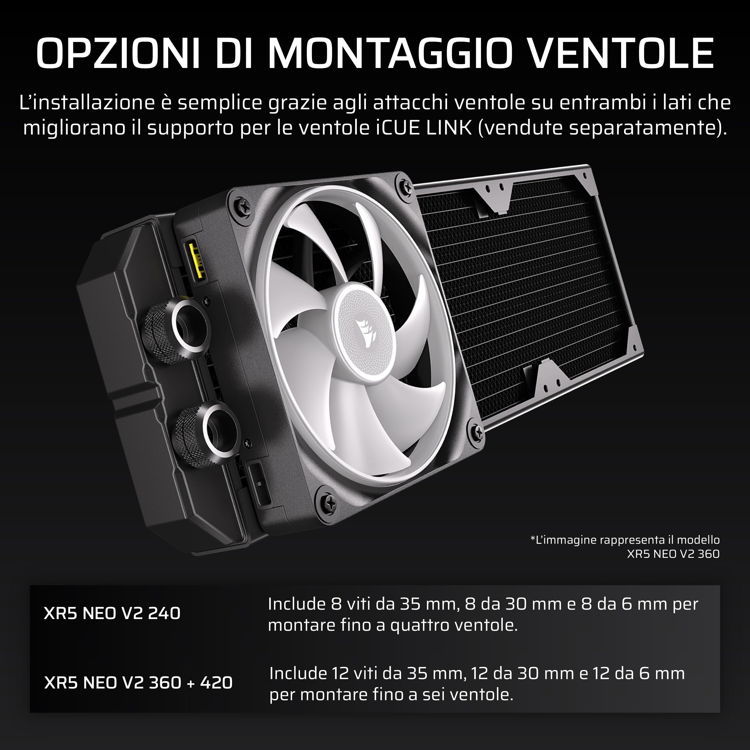 CORSAIR Hydro X Series XR5 NEO V2 Da 360 mm Radiatore Di Raffreddamento Personalizzato – Compatibile Con Ventole iCUE LINK, 3 Supporti Per Ventole Da 120 mm, Filettature G1/4” – Nero