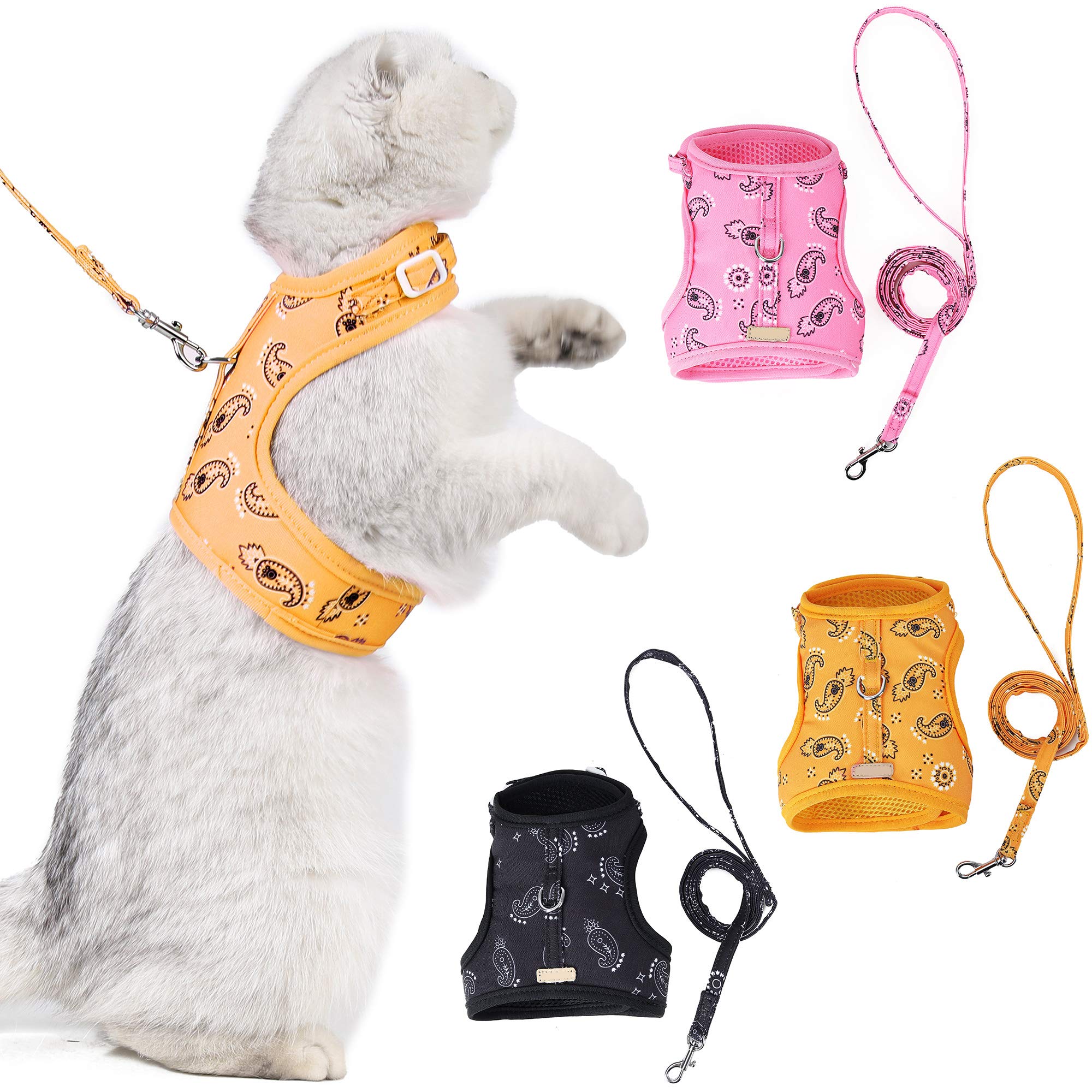 PURRL Katzengeschirr und Leine zum Laufen, verstellbares Laufgeschirr für Katzen, Leine-Set, Step-in-Outdoor-Weste, einfache Steuerung Little Surprise