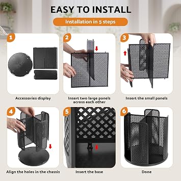 Rotating Paper Cup Dispenser, Cup Holder with 4 Compartments, Disposable Coffee Cup Dispenser Removable, Plastic Cup Storage & Lid Holder for Countertops, Kitchen, Coffee Stations (Black)