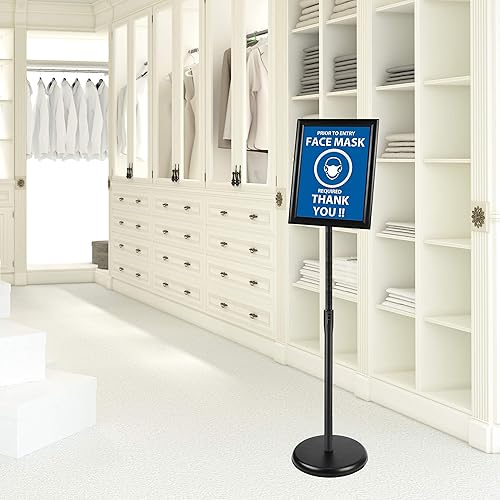 Miniatura 8 de Soporte de letrero de pie de pedestal de 11 x 17 pulgadas, soporte ajustable de aluminio para cartel con marco abierto para avisopósteranuncio