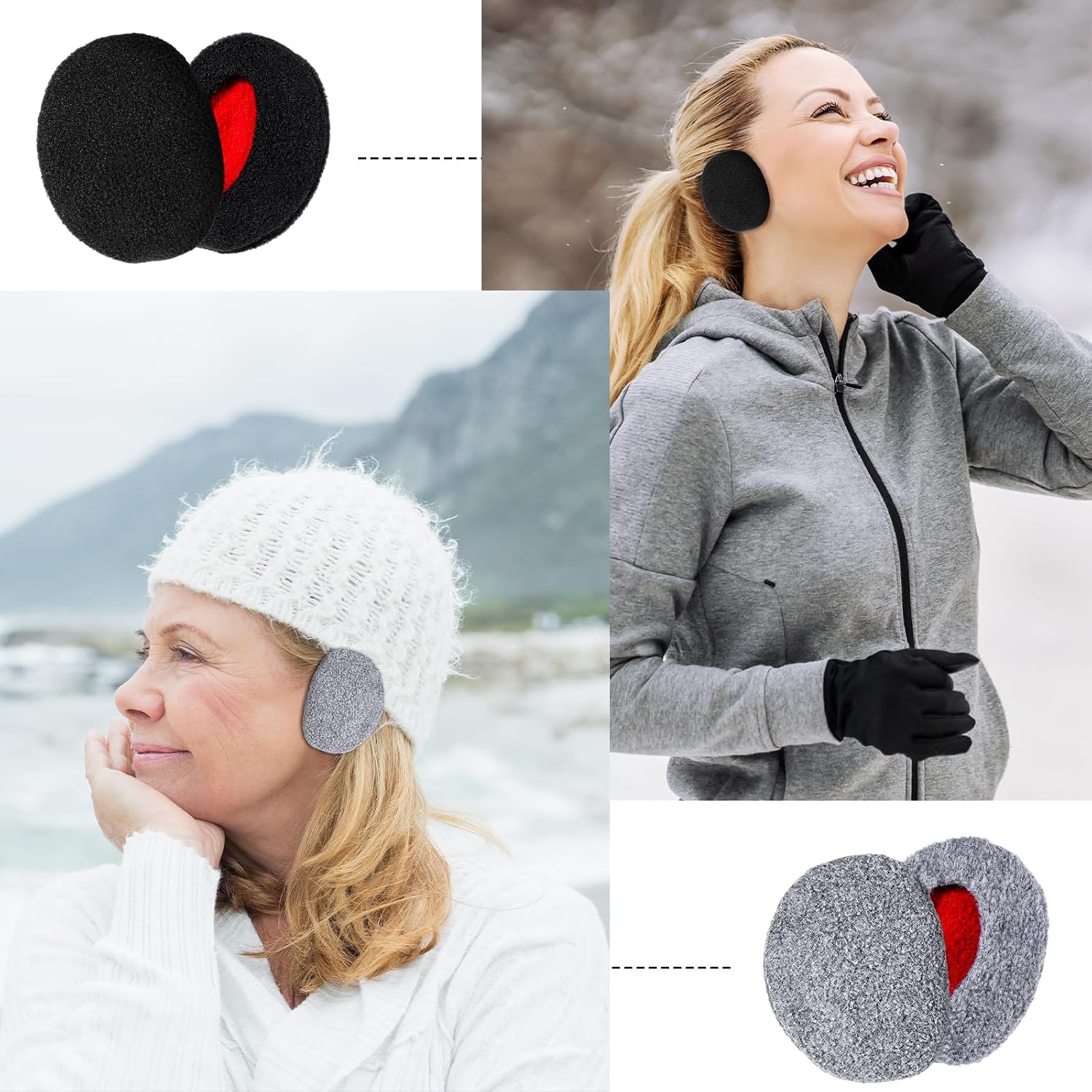 2 Pairs Bandless Ear Muffs Winter Earmuffs Windproof Ear Warmers Fleece Ear Covers for Men Women Outdoor Activities