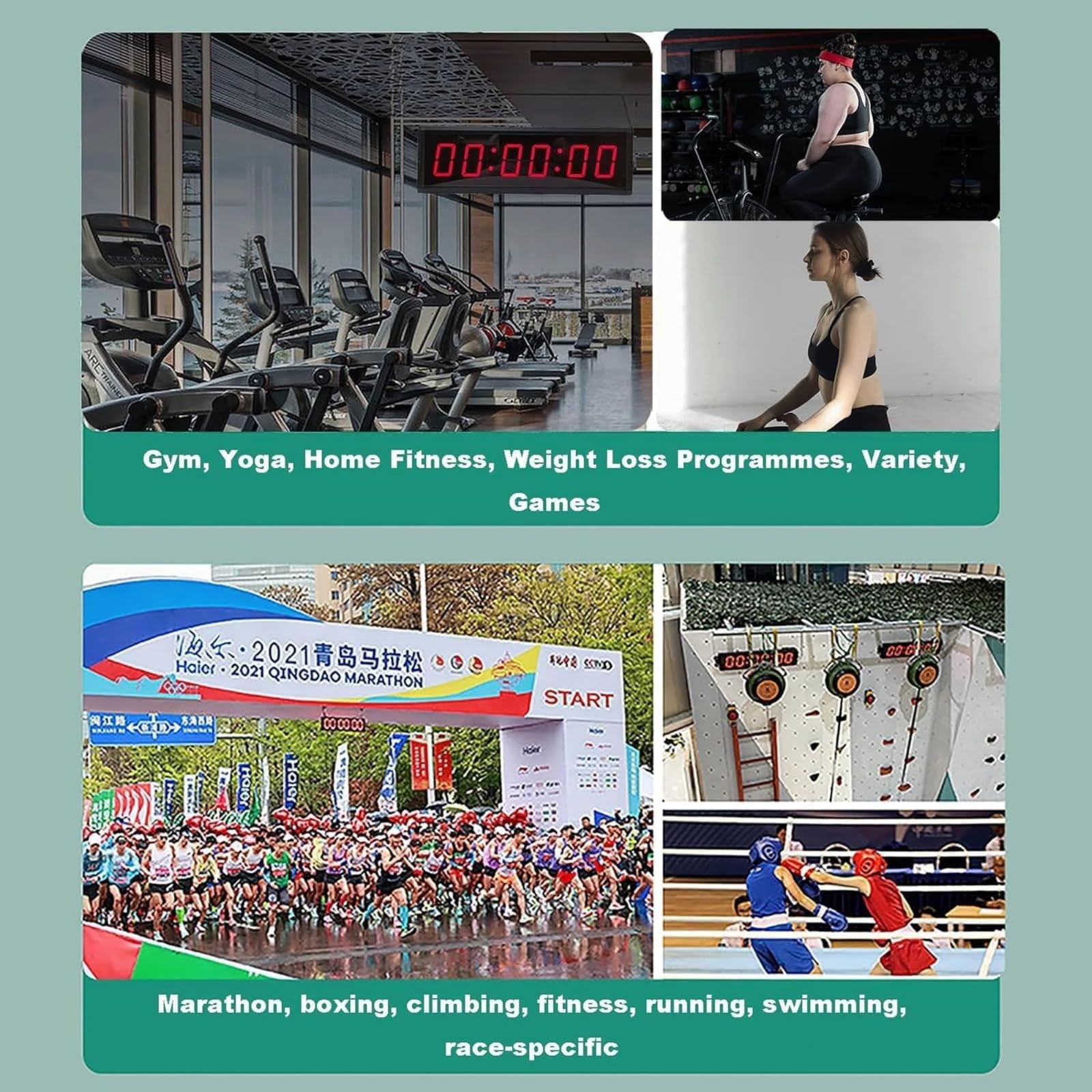 Temporizador de competición de 6 dígitos, reloj de pared LED digital, cronómetro y temporizador de intervalos para entrenamiento de fitness y eventos deportivos