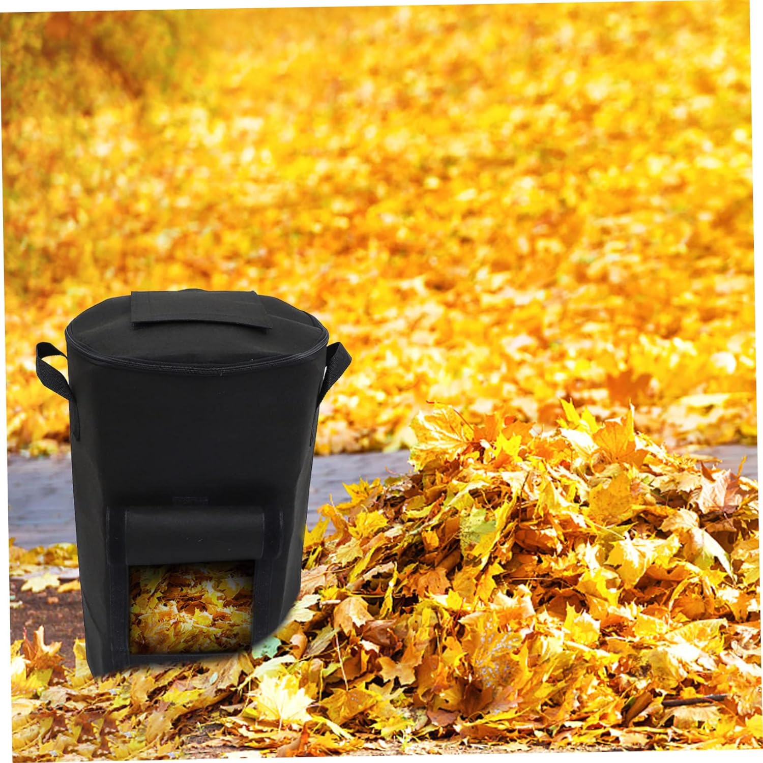 1pc Black Compost Bag Garden Waste Storage for Composting Capacity Easy to Use Double Handles for Flower Beds and Vegetable Gardens