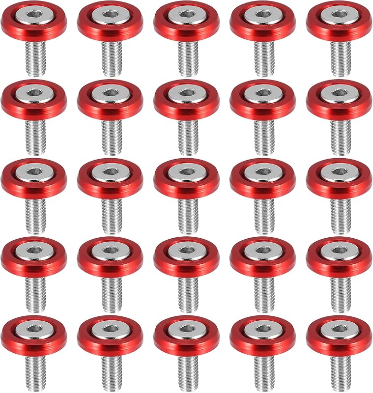 Kit de Parafusos e Arruelas para Para-lama A ABSOPRO M6 x 20 mm Vermelho – 25 conjuntos