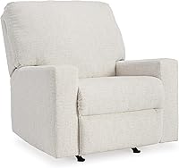 Signature Design by Ashley Rannis White Manual Rocker Recliner - Contemporary Rocking Chair with Plush Comfort