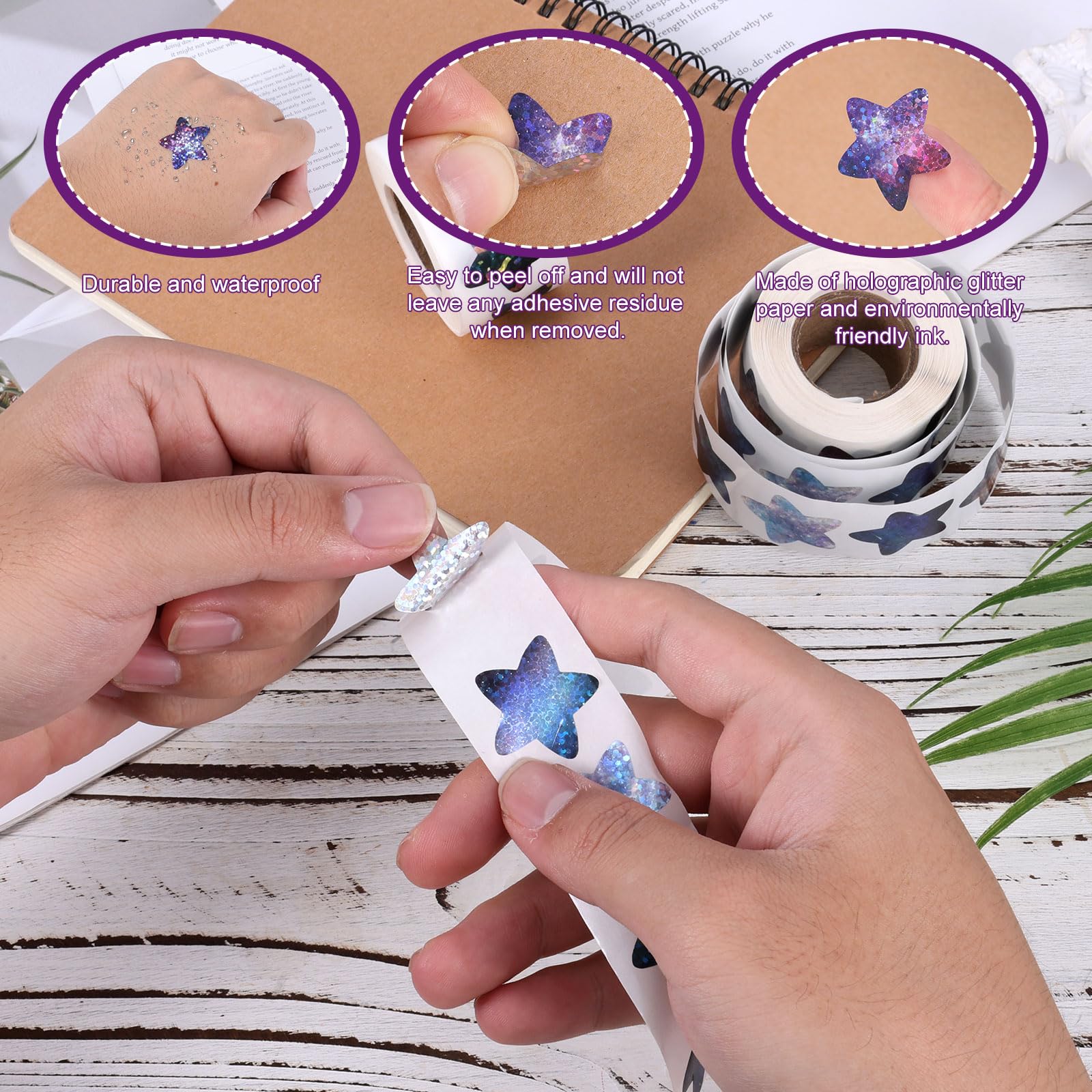 1000 Szt. do Nagradzania, 2,5 x 2,5 cm Wielokolorowe Holograficzne Blyszczace Samoprzylepne Brokatowe do Materialy Dydaktyczne (Styl 1)