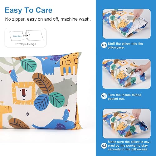 Miniatura 3 de TILLYOU Fundas de almohada de viaje de 13 x 18 pulgadas para niños pequeños, paquete de 2, fundas de almohada lavables a máquina con cierre de