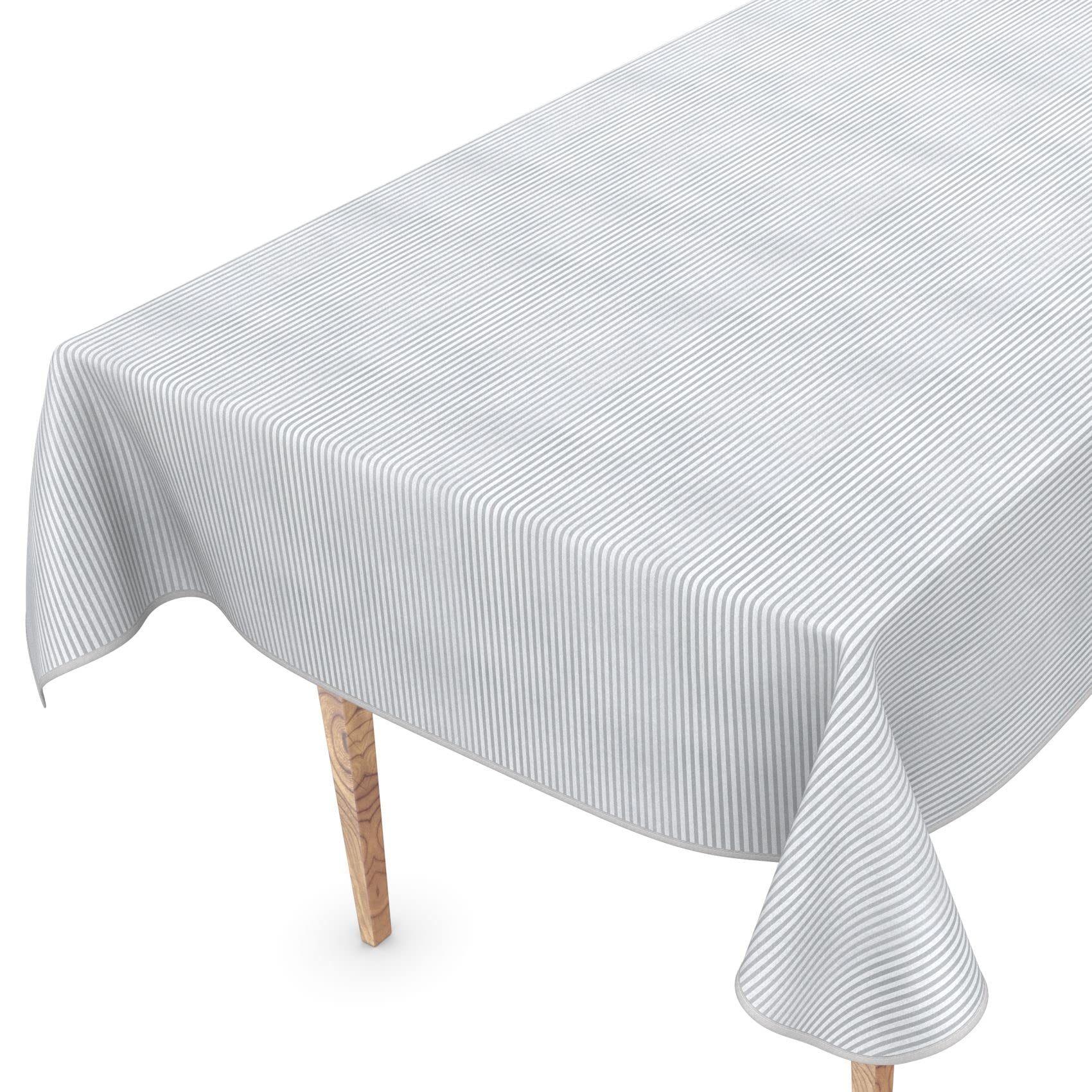 Nappe de table en toile cirée de qualité supérieure, lavable, motif rayé argenté élégant, 350x150cm, amovible