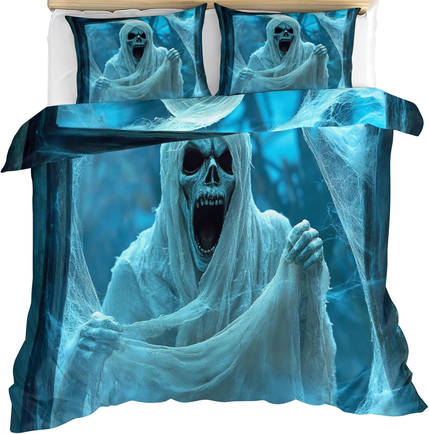 Sugar Skull Bedding Set California King - Mexican Duvet Cover Set for Boys Bedroom, Dia De Los Muertos Quilt Cover with Zipper Closure, 3 Pieces Soft & Breathable Bedding Set