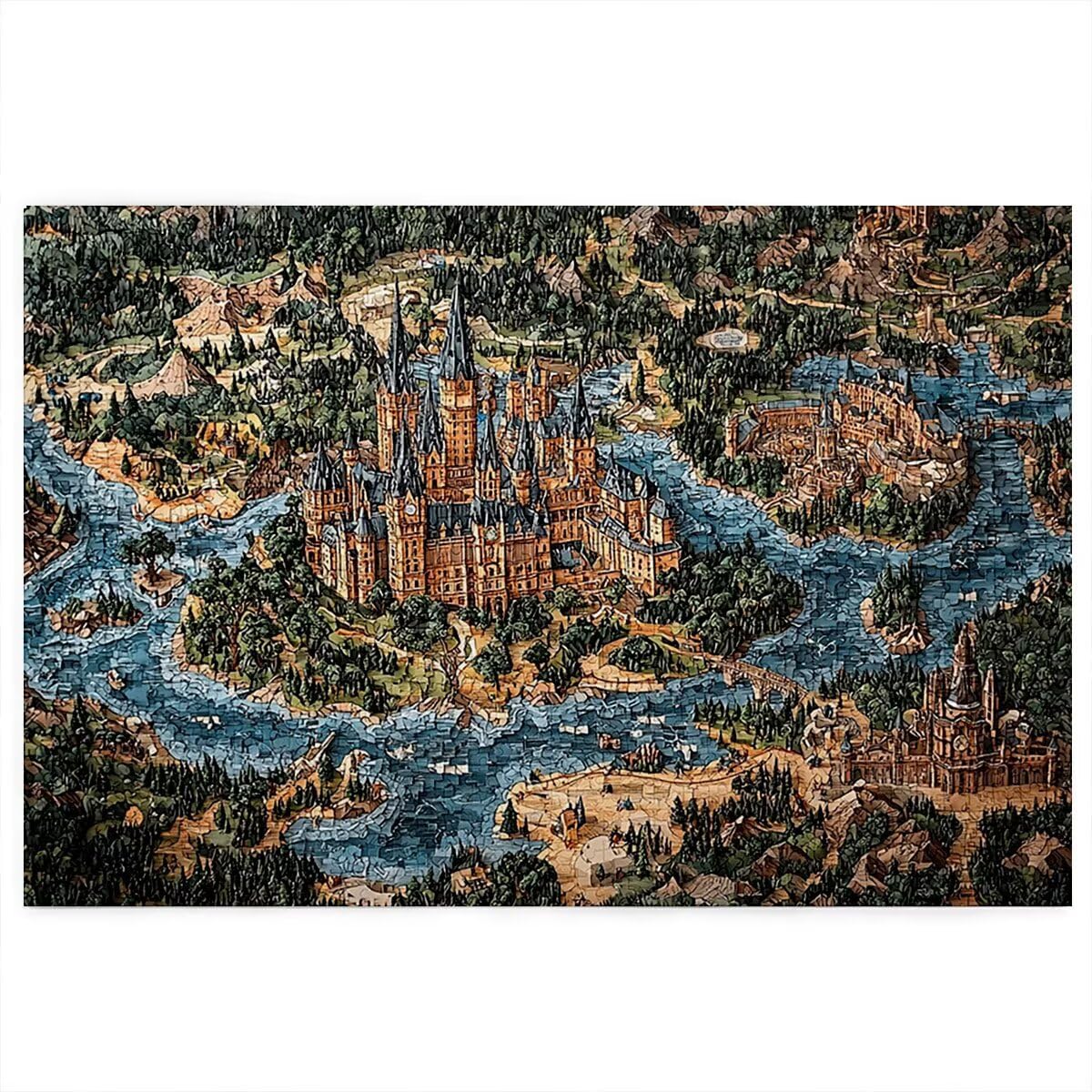 4000 puzzli dla dorosłych, 4000 elementów, drewniane puzzle z kolorowym pudełkiem, rodzinne gry edukacyjne, prezenty dla kobiet/mężczyzn, wystrój domu, motyw: (klastel), -3904