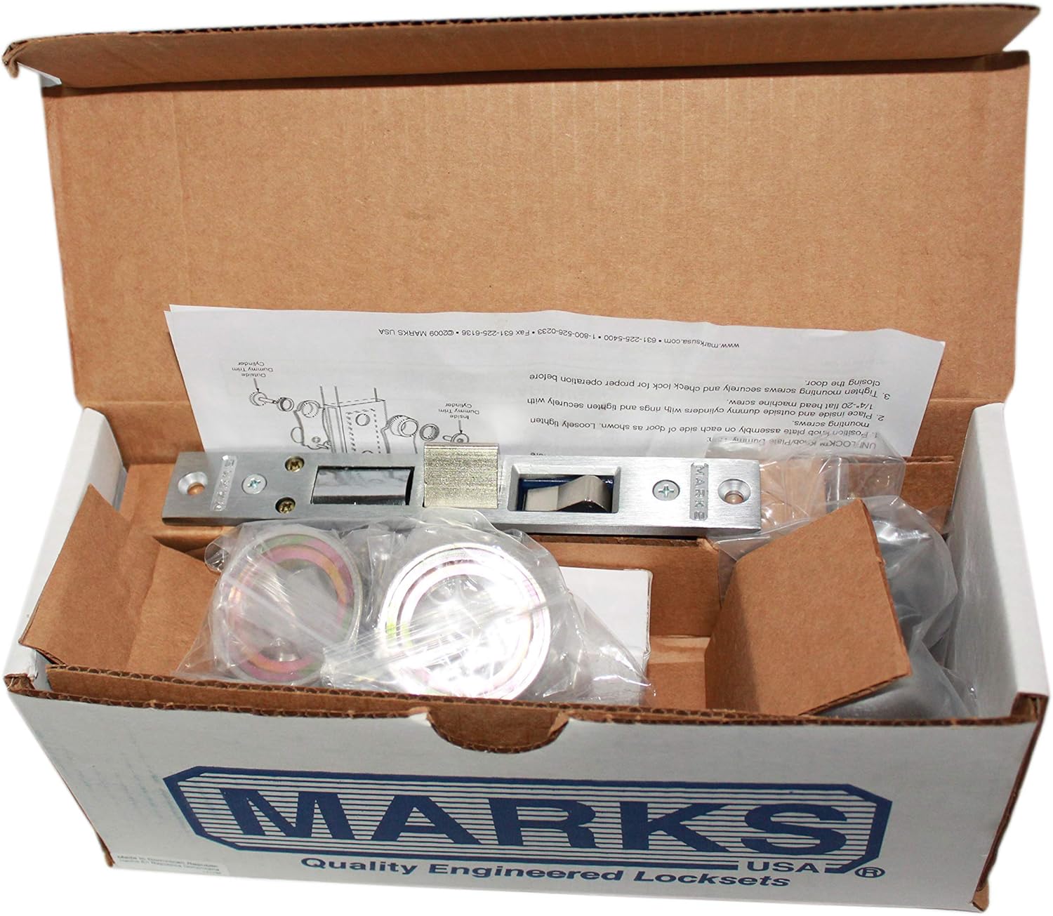 Marks 22AC RHR Satin Chrome Double Cylinder Iron Gate Ornamental Mortise Lock Set with 2-1/2" Backset