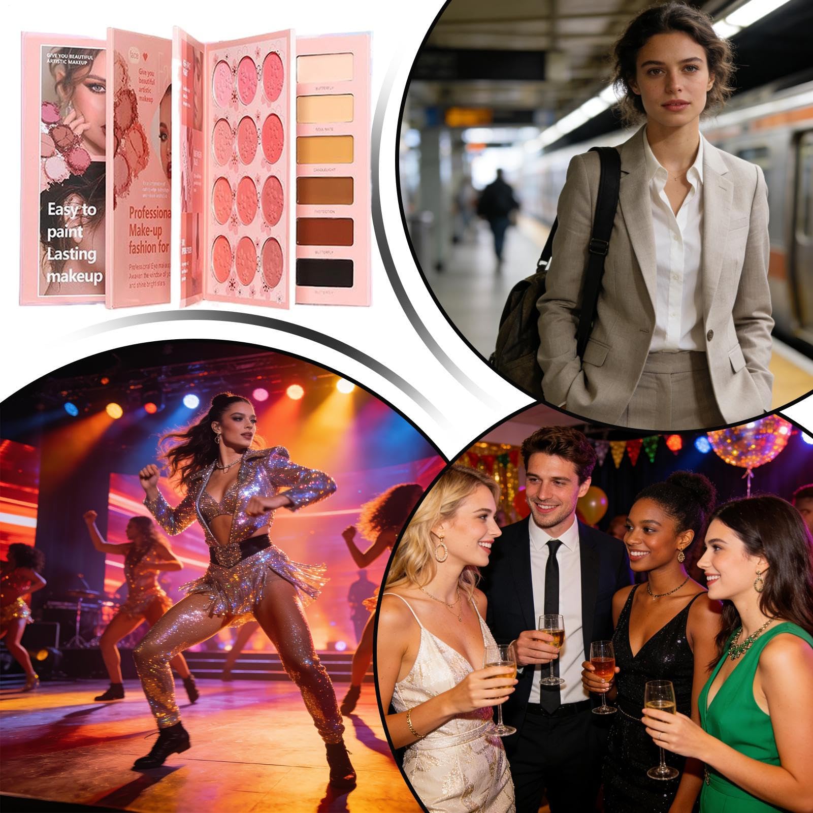 Palette Di Ombretti per Ombretti e Blush a Forma di Libro | Palette Viso Ed Occhi Per Spostamenti Quotidiani Appuntamenti Scuola Feste Fidanzata Moglie