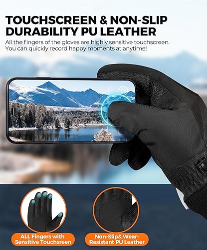 Miniatura 4 de rivmount 3M - Guantes térmicos de invierno impermeables, pantalla táctil, cálidos para clima frío, correr, ciclismo, esquí, nieve, al aire libre,