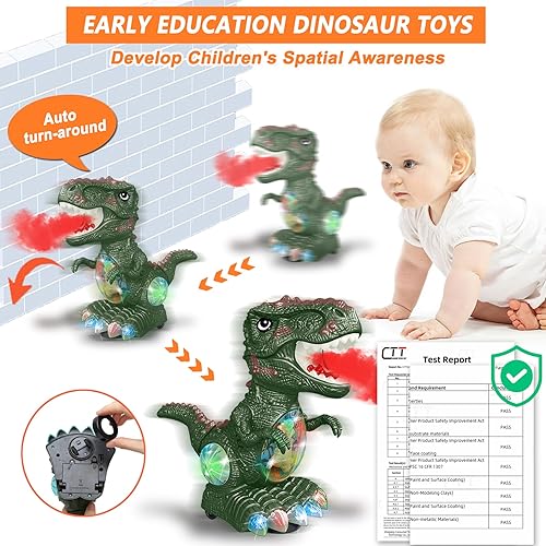 Miniatura 5 de Juguetes de dinosaurio para niños de 1 a 2 años, música de rugido y luces, juguetes para niños y niñas de 1 a 3 años, juguetes de dinosaurio en