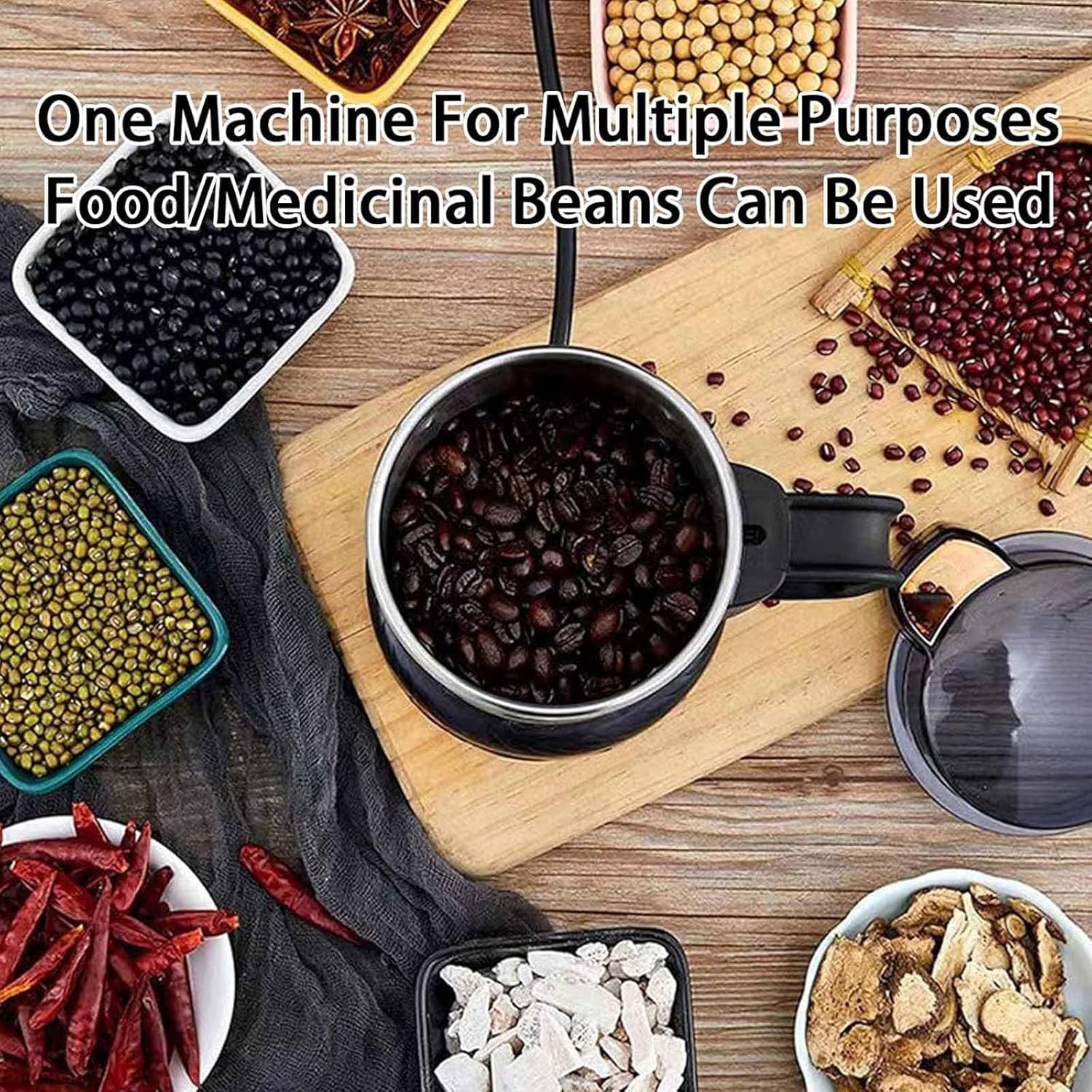 600ML Multifunctional Smash Machine, Grain Grinder Ultra Fine Coffee Mill, High-Speed ​​Grinding and Convenient Practical, Fine Powder Result and durable rust-resistant, for Spices, Coffee