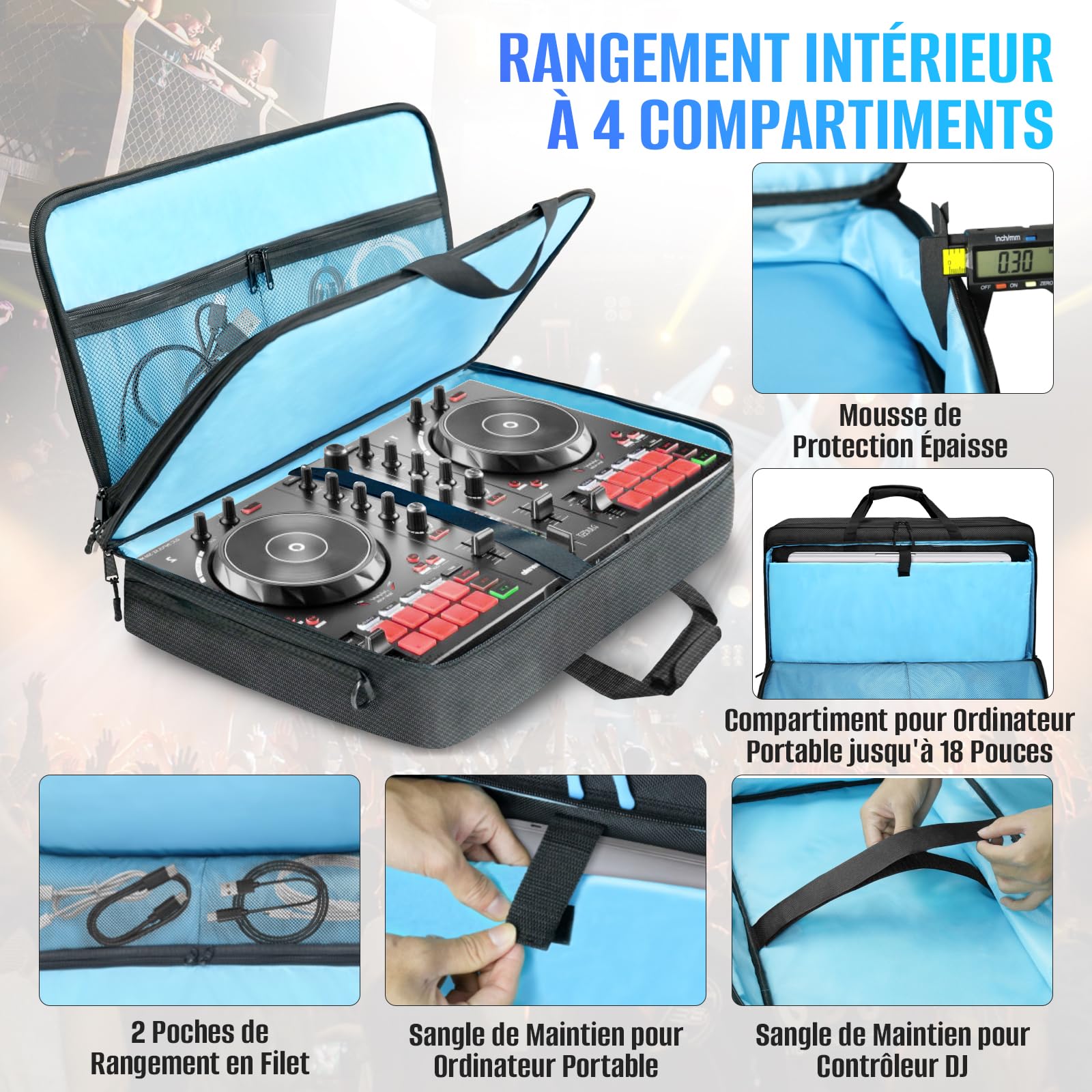 SUNDOY Sac DJ Antichoc pour Contrôleur DJ Compatible DDJ-FLX4 DDJ-400 DDJ-REV1