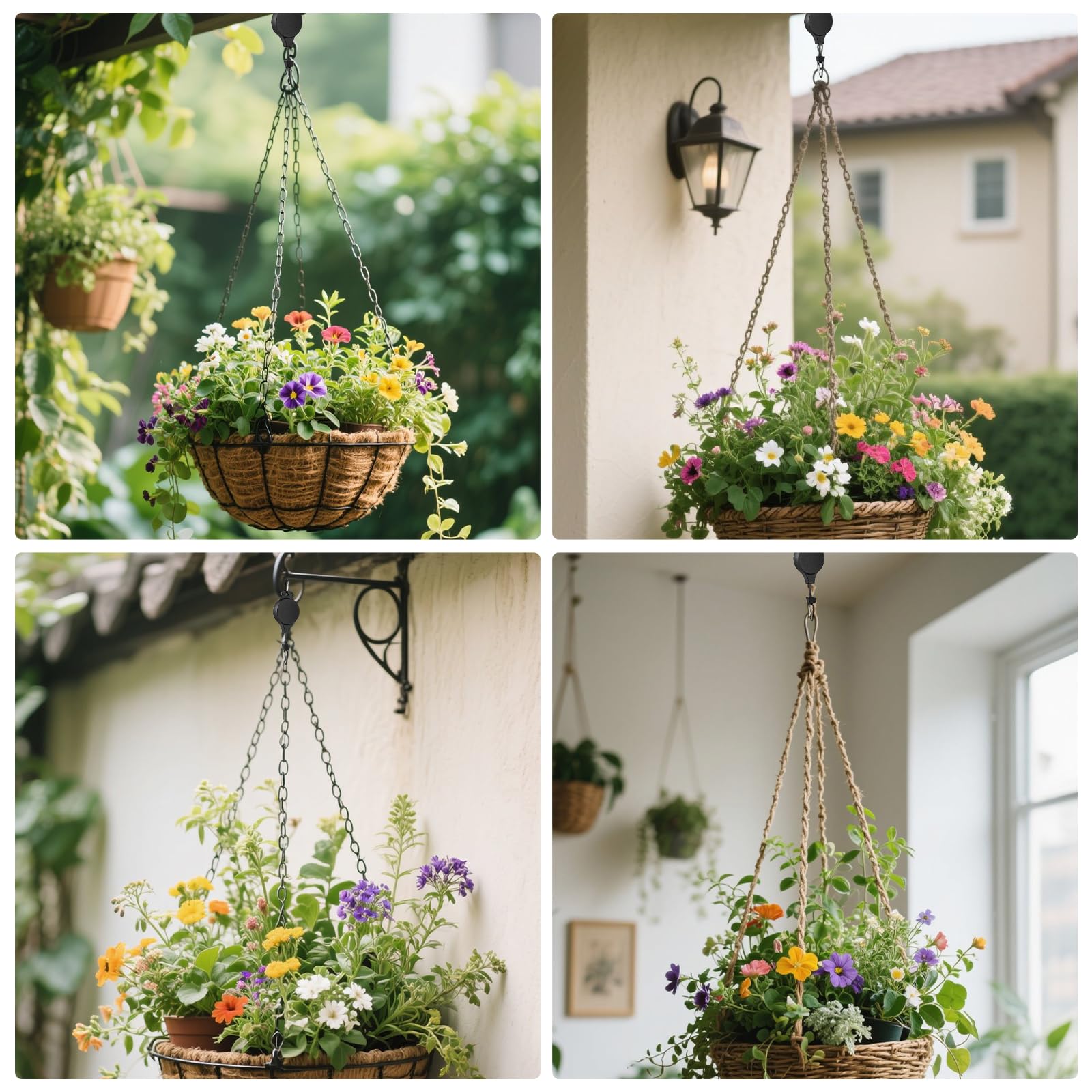 Gancho para carretes de plantas, colgador para cestas colgantes