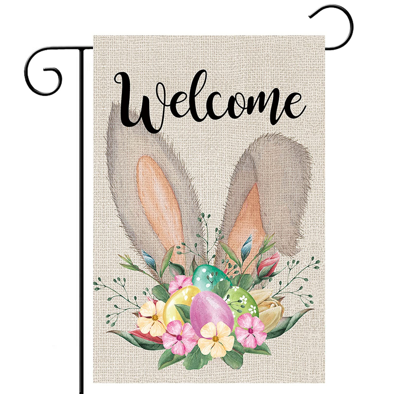 Spring Easter Ears Garden Flag for Outside 12x18 Double Sided Small Welcome Easter Eggs Garden Yard Flags Farmhouse Home Easter Garden Yard Outdoor Decor