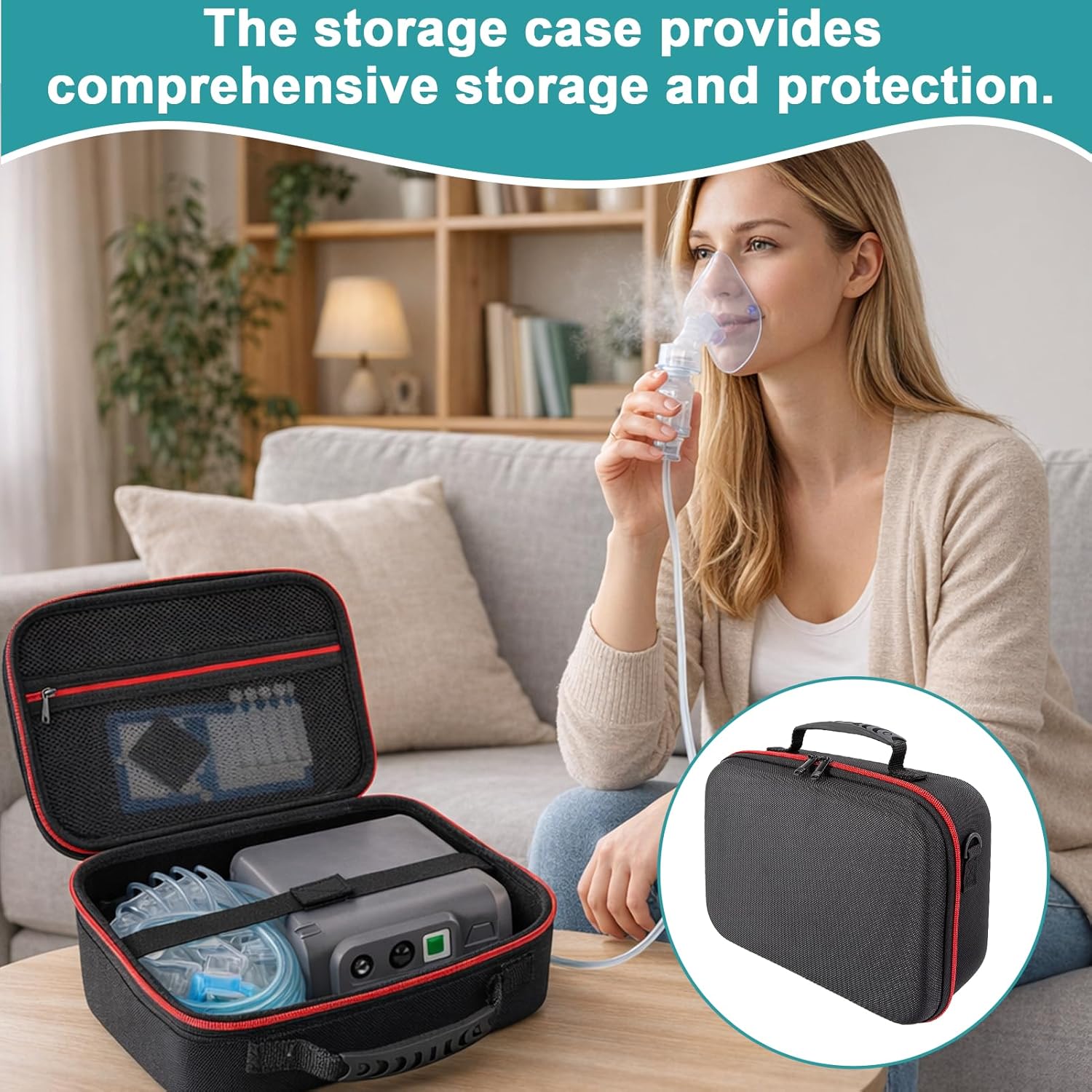 Carrying Case for Portable Nebulizer, High-Capacity Hmedical Bag for Travel, Suitable for Storage Nebulizer Accessories, Inhaler Carrying Case for Men and Women Medical Case (Bag Only) (RED)