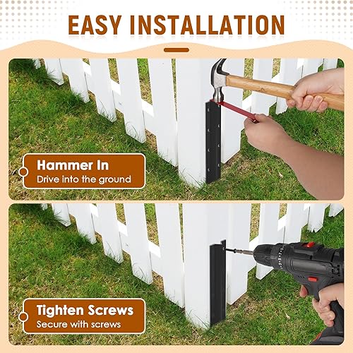 Miniatura 5 de Paquete de 10 estacas de reparación de postes de valla – Kit de soporte de poste de valla de acero resistente de 14 GA, kit de fácil instalación