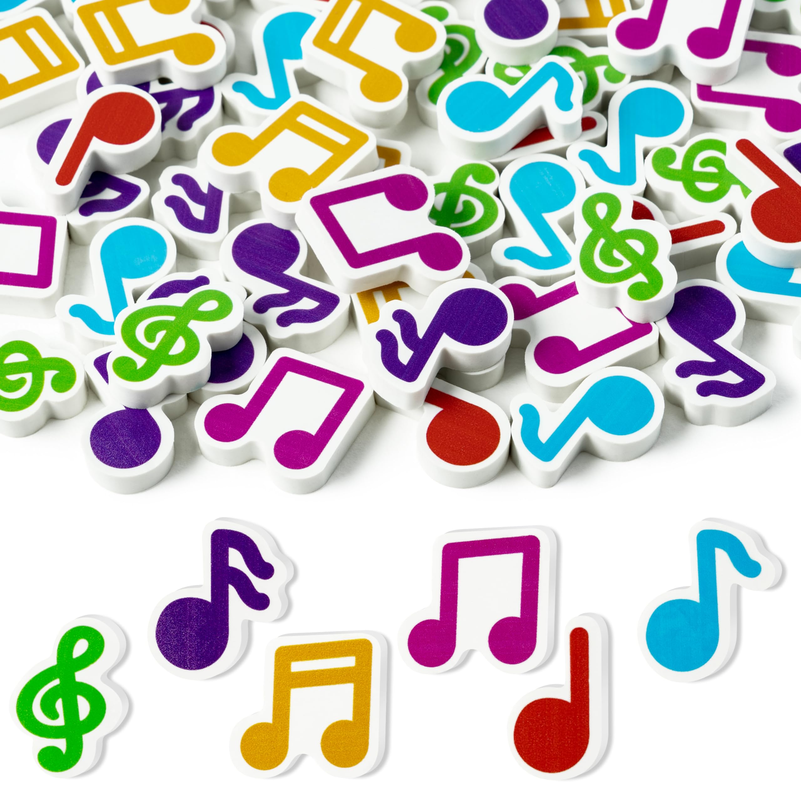 CJiangpo 60Pcs Music Mini Eraser for Kids Bulk - Musical Note Pencil Rubber Eraser Novelty 3D Desk Puzzle Music Themed Birthday Party Favors Filler