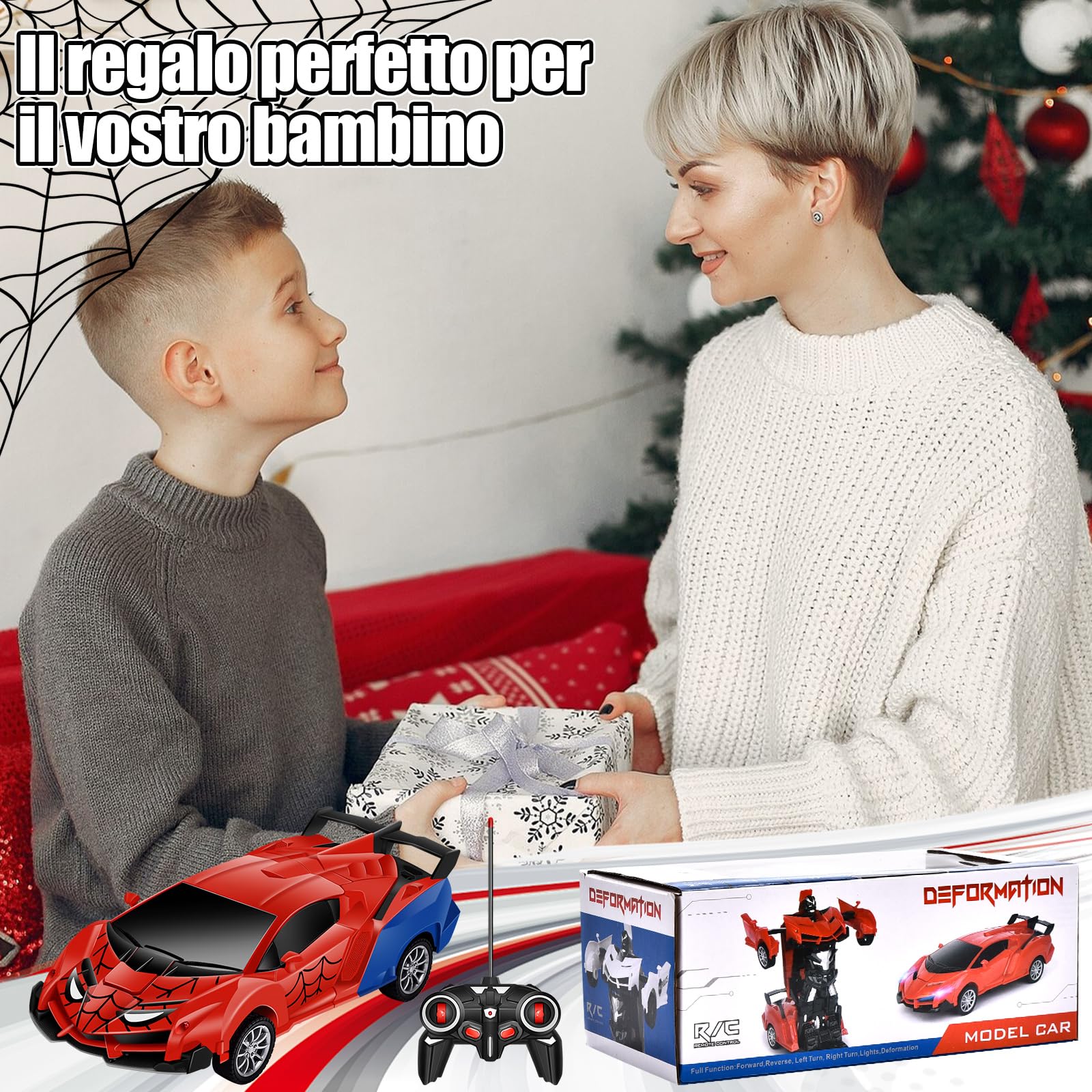 Aragallant Macchina Telecomandata Robot, Auto Robot Trasformabile per Ragazzi e Ragazze 3 4 5 6 7 8 9+ Anni, Macchina Telecomandata RC, Regali di Compleanno e Natale per Bambini