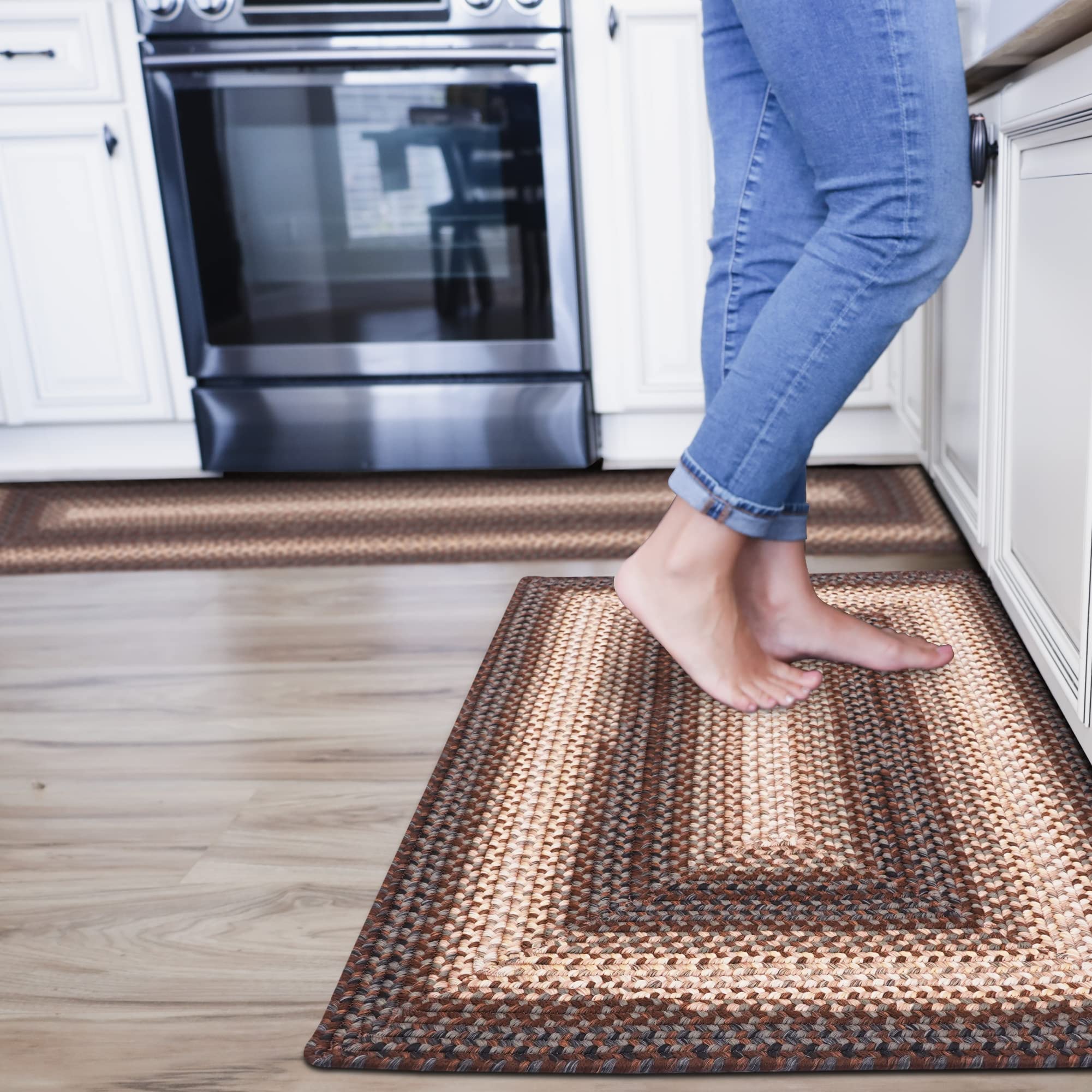 Driftwood Brown Braided Runner Rug 22"x72" - Rectangle, Indoor Outdoor Washable - Rustic Decor for Bathrooms and Entryways - Beautiful, Durable,