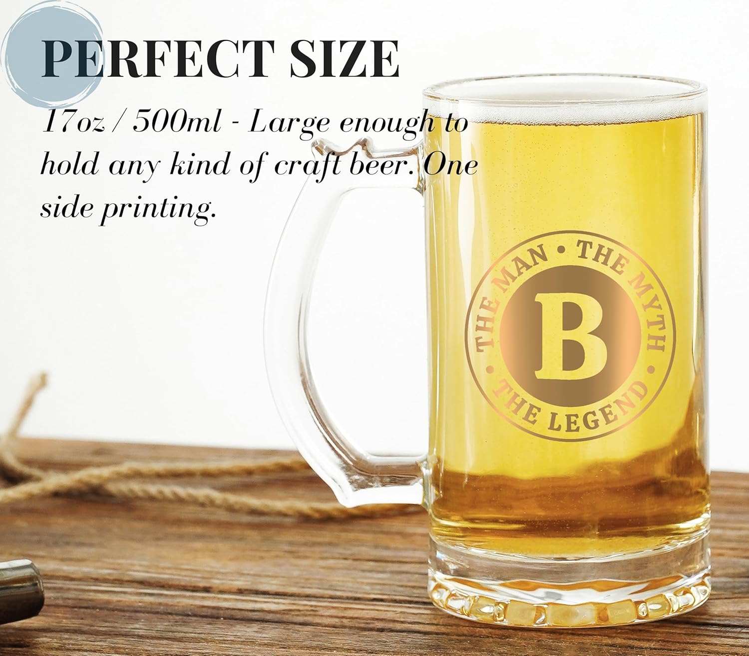 Onebttl Personalized Beer Gifts for Men - 17 oz Heavy Beer Stein Mug with Handle for Boss as Birthday Christmas Gift - LEGEND N - Image 3
