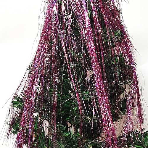 Miniatura 7 de YOOGCORETT Guirnalda de 2000 hebras plateadas de carámbanos de Navidad, oropel brillante, guirnalda de flecos de papel de aluminio para decoración