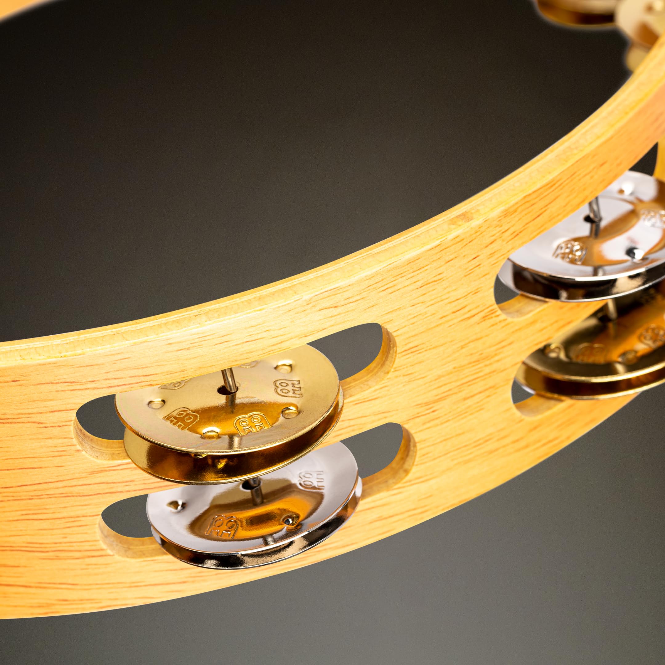 Meinl Percussion Recording-Combo Wood Tambourine, Natur (TA2M-SNT) | Tamburin mit 2 Reihen Jingles, Durchmesser 10 Zoll, Holz, Stahl und Messing
