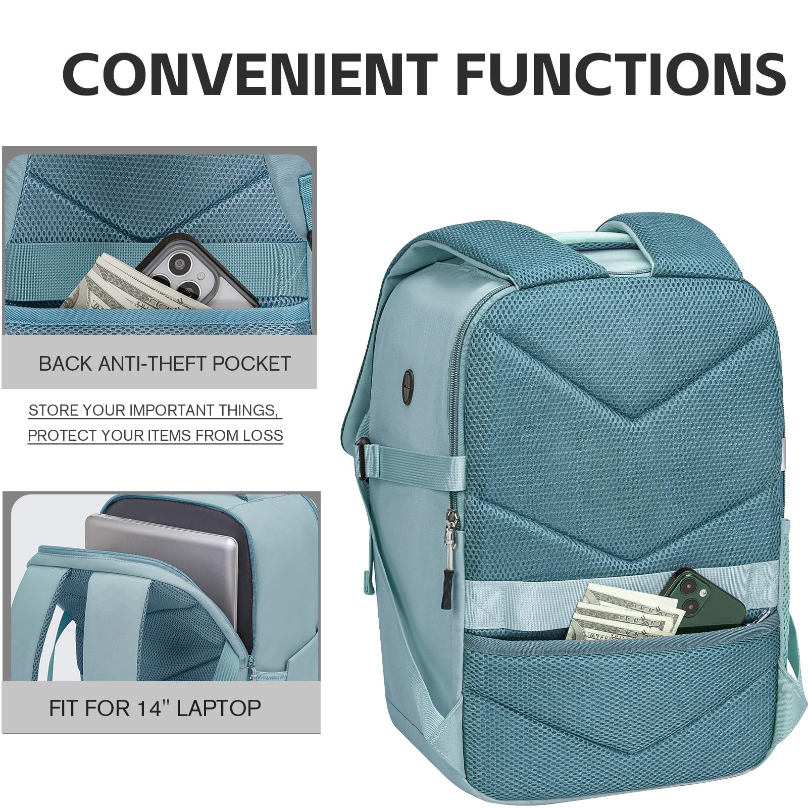 Hayayu Zaino Per Ryanair 40x20x25, Zaino Da Viaggio Aereo Bagaglio a Mano 40x30x20 per Wizzair Easyjet,Borse Da Cabina Zainetto Donna Uomo Zaini Da Viaggio Con Foro USB