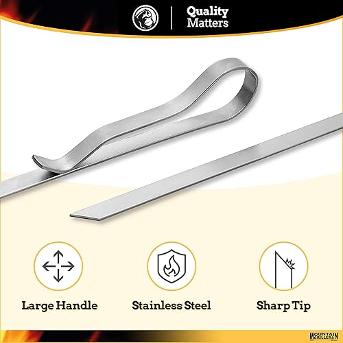 Miniatura 5 de Brochetas de acero inoxidable de 17 pulgadas para barbacoa, de metal plano largo y reutilizable, juego de 10 palitos de barbacoa con práctica bolsa